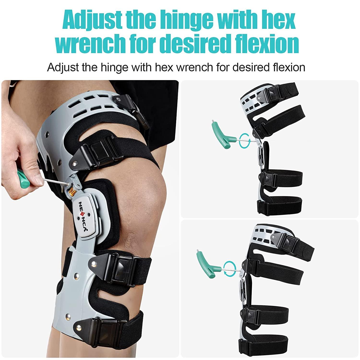 ROM Knee Brace, Adjustable Hinged Immobilizer Support for ACL, MCL and PCL  Injury Orthosis Stabilizer for Women and Men Recovery Support for OSTE