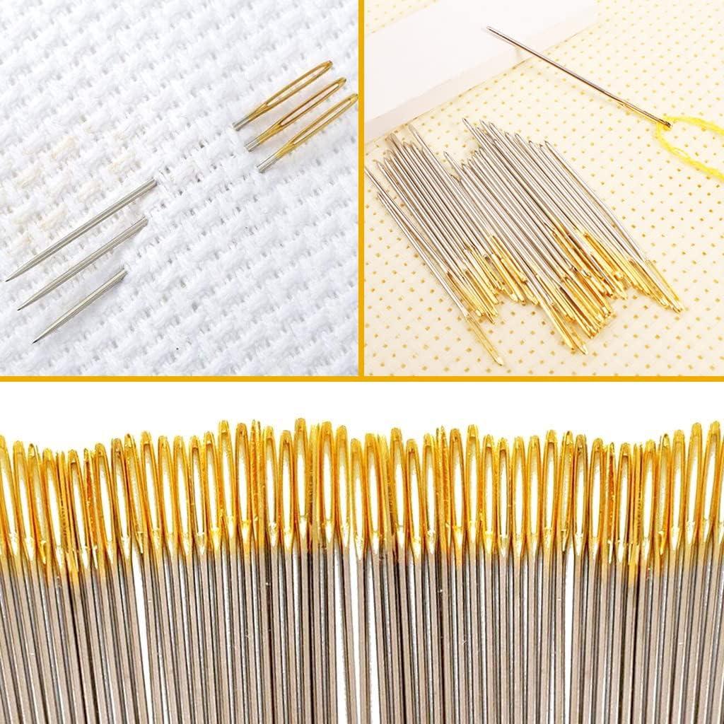 80pcs Cross Stitch Needles Golden Large Eye Embroidery Hand Sewing Needles  Size 22/24/26/28 with Threader Thread unpicker for Cross Stitching (26#)