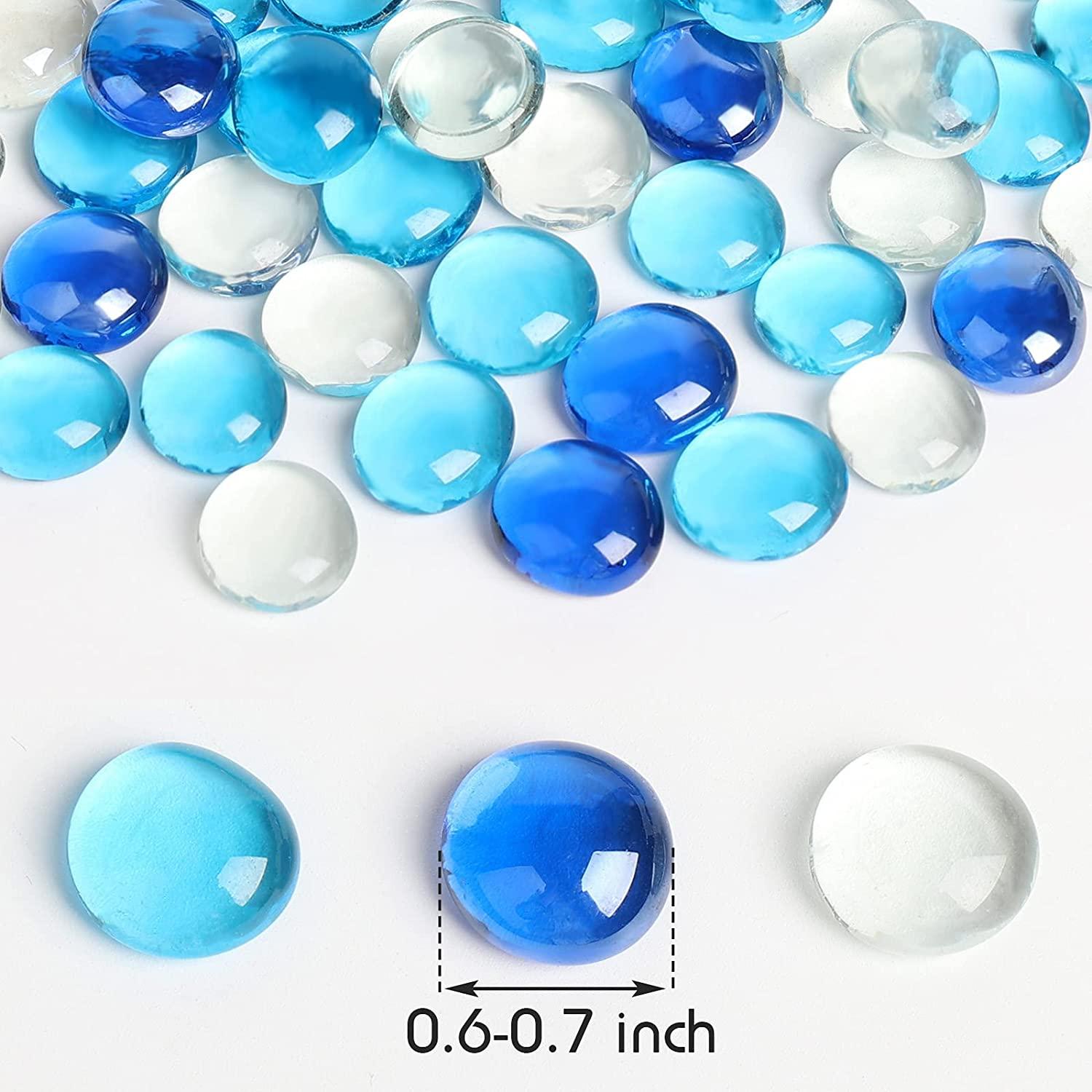 19mm 3/4 Flat Glass Marbles, Light Blue Transparent, Glass Gems