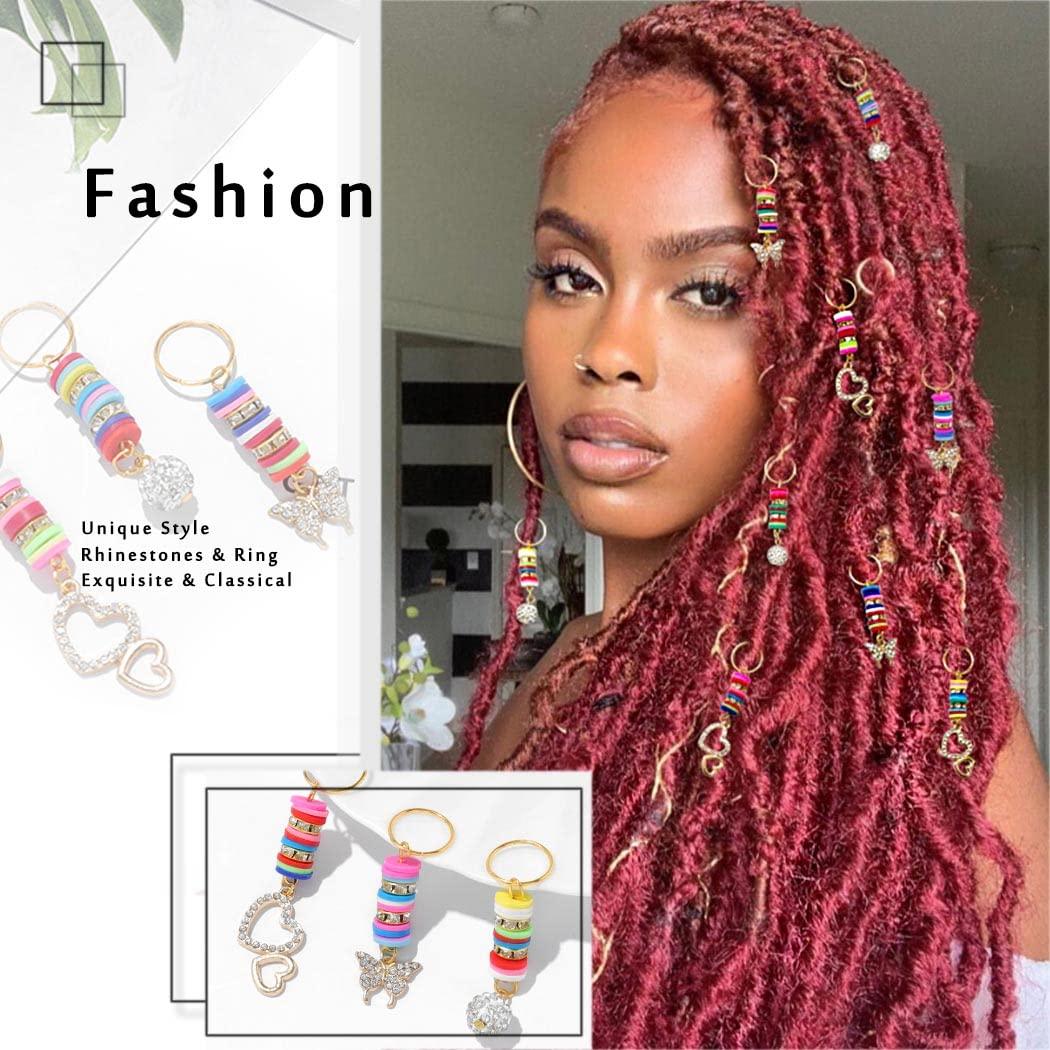 Formery Butterfly Loc Hair Jewelry Gold Beads Braid Jewels Ring Clips  African Colorful Butterflies Dreadlock Accessories for Women and Girls  (10PCS)
