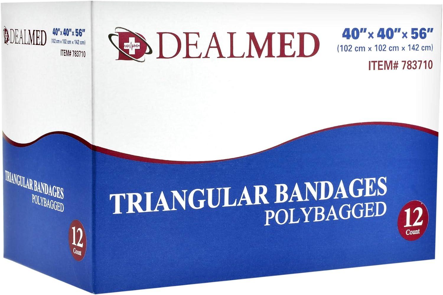 Dealmed Latex-Free Triangular Bandages 12 Cotton Bandages with 2 Safety  Pins 40 x 40 x 56 Compression Bandage Wrap Wound Care Product for First Aid  Kit and Medical Facilities 40x40x56 Inch (Pack of 12)