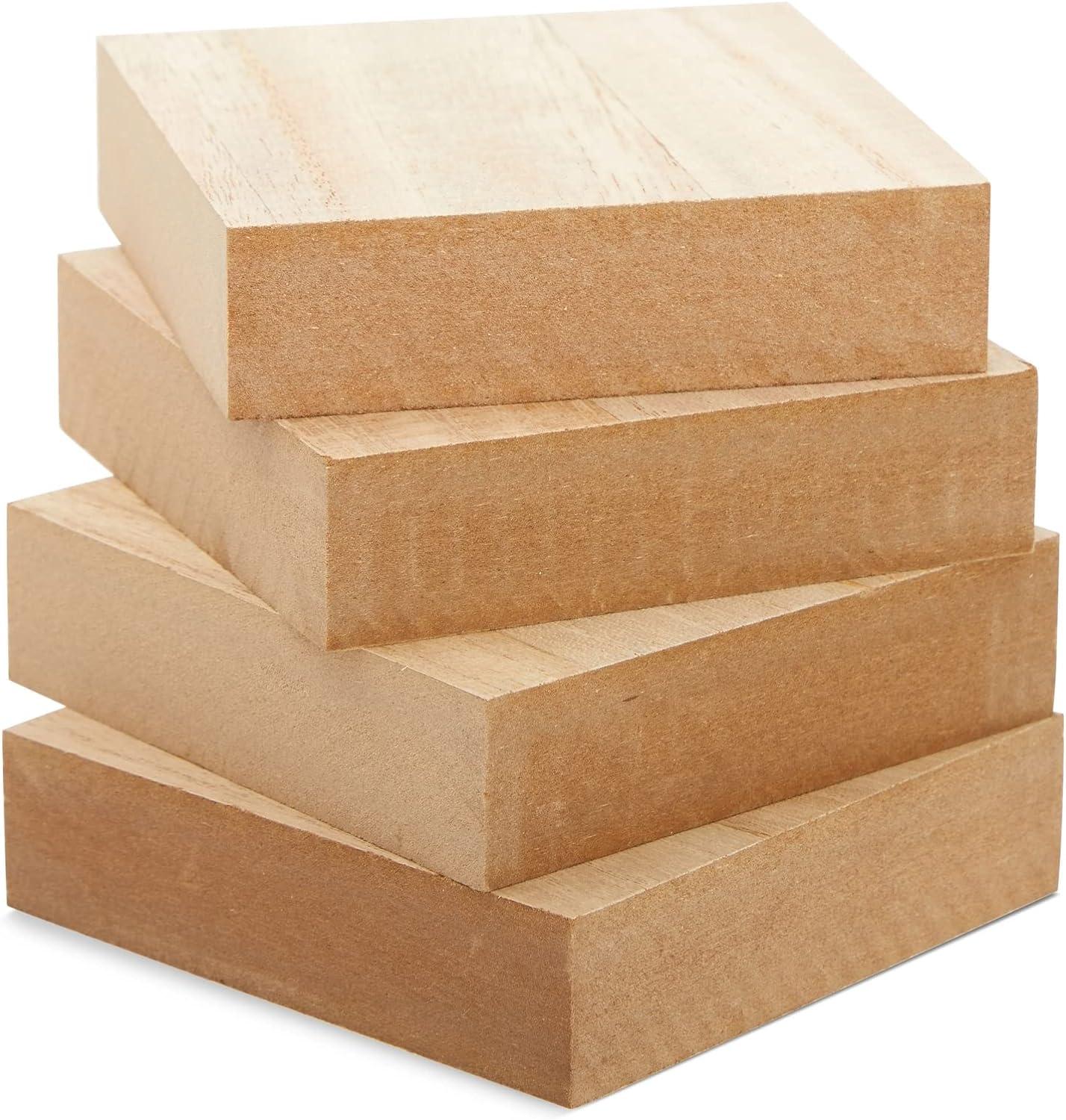 4 Pack Unfinished Wood Blocks Pieces for Arts and Crafts, 1 Inch Thick, 4  Sizes