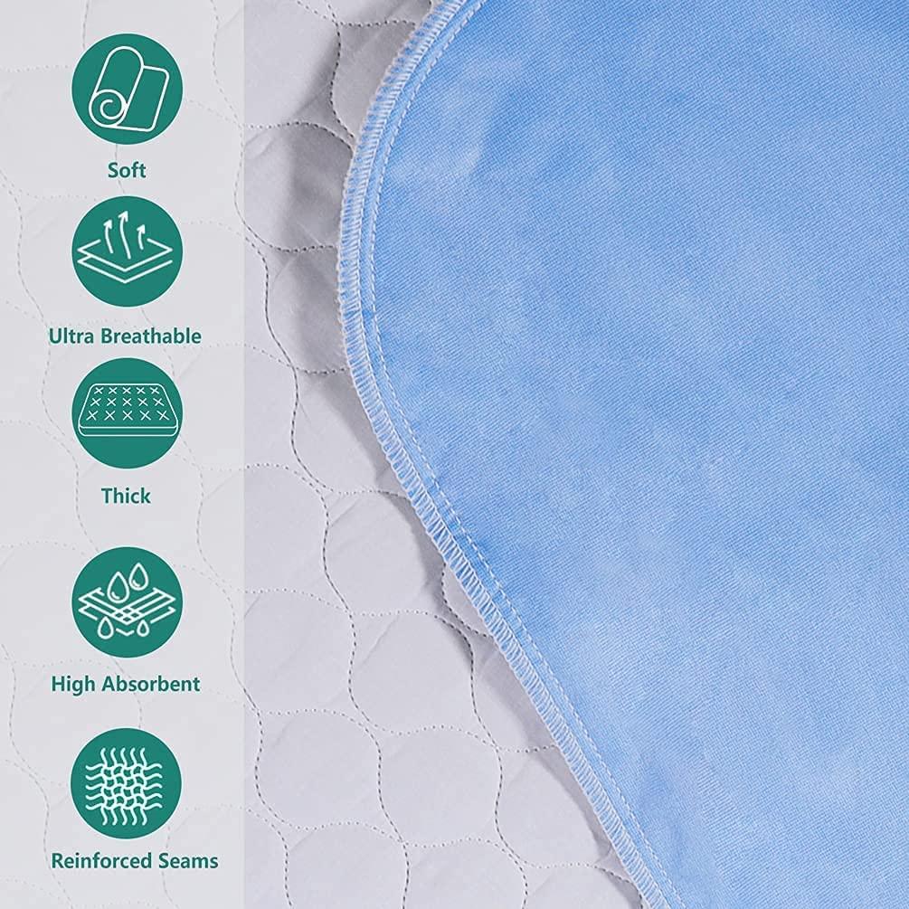 Washable Bed Pads for Incontinence, Lymneth 4-Layer Reusable Incontinence  Bed Pad 34''×72'', Skid Resistant Soft Pad, Absorbent Pads for Bed Wetting,  for Incontinences, Adults, Kids, Pets(2 Pack) : : Health & Personal