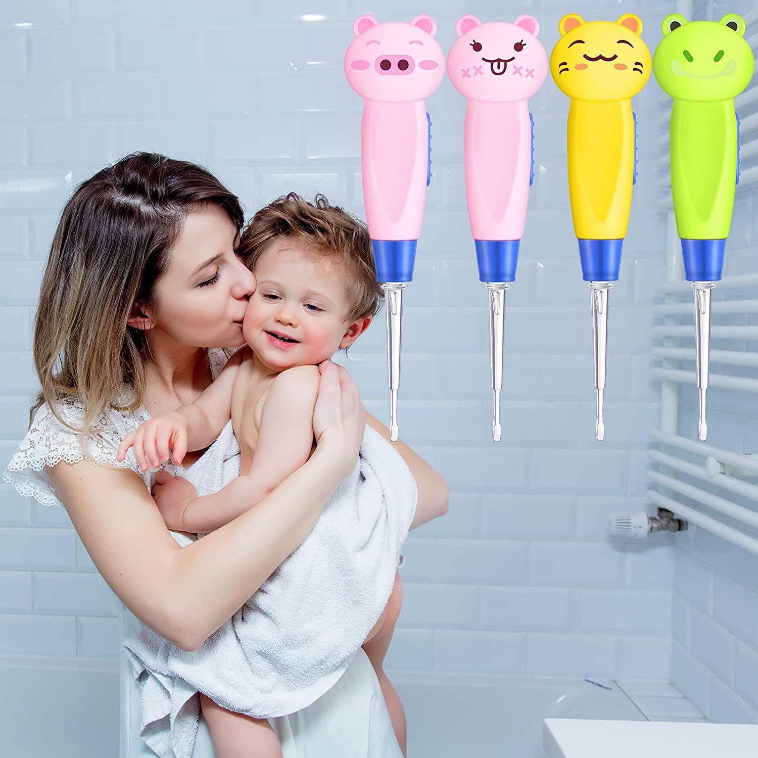Tondiamo 4 Pcs Kids Ear Wax Removal LED Light Children Earwax Cleaning Tool  LED Illuminated Ear Pick Remover Clip Tweezers Ear Spoon Cleaner with LED