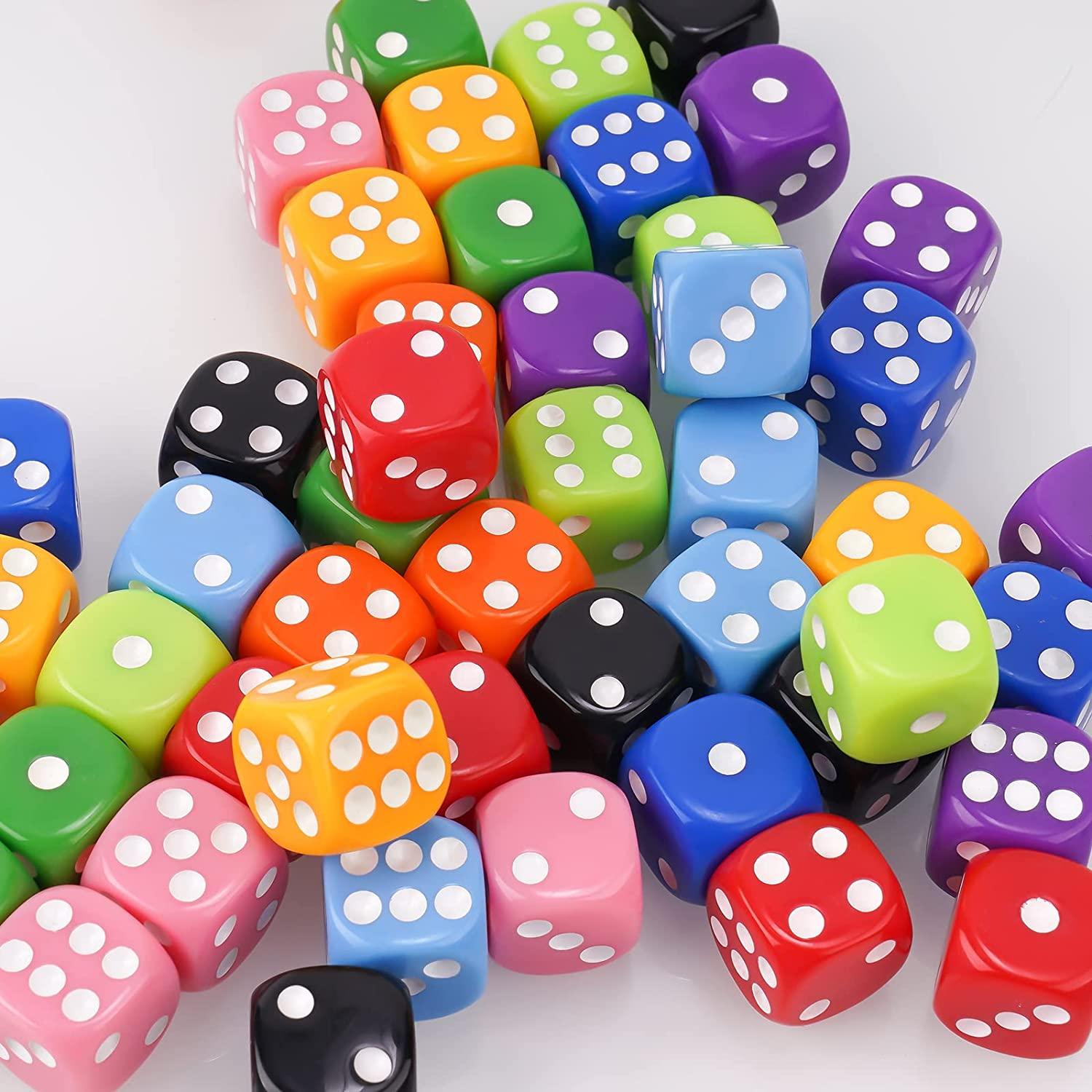 2 Pcs Dice 16mm Colorful Teaching Dice 6 Sided Smooth Edge Non-fading Board  Games Wide Application E
