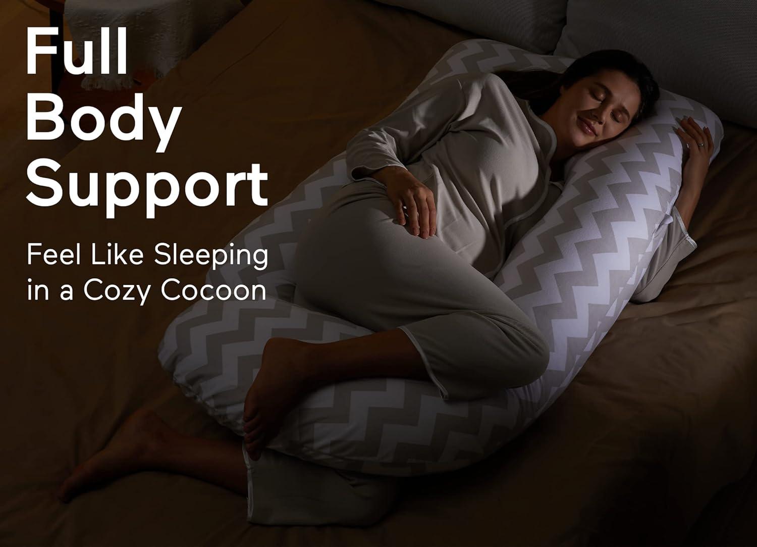 Momcozy Pregnancy Pillows with Cooling Cover, U-Shaped Full Body