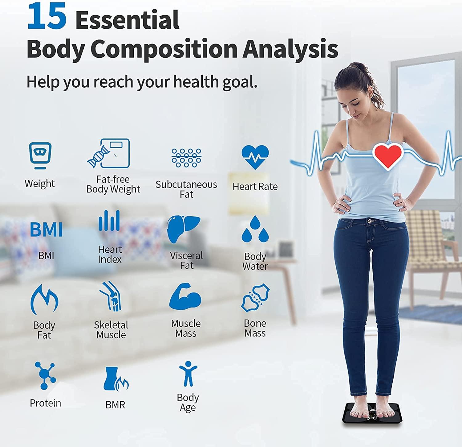 Large Display Body Scale for Fat Heart Rate Heart Index Muscle