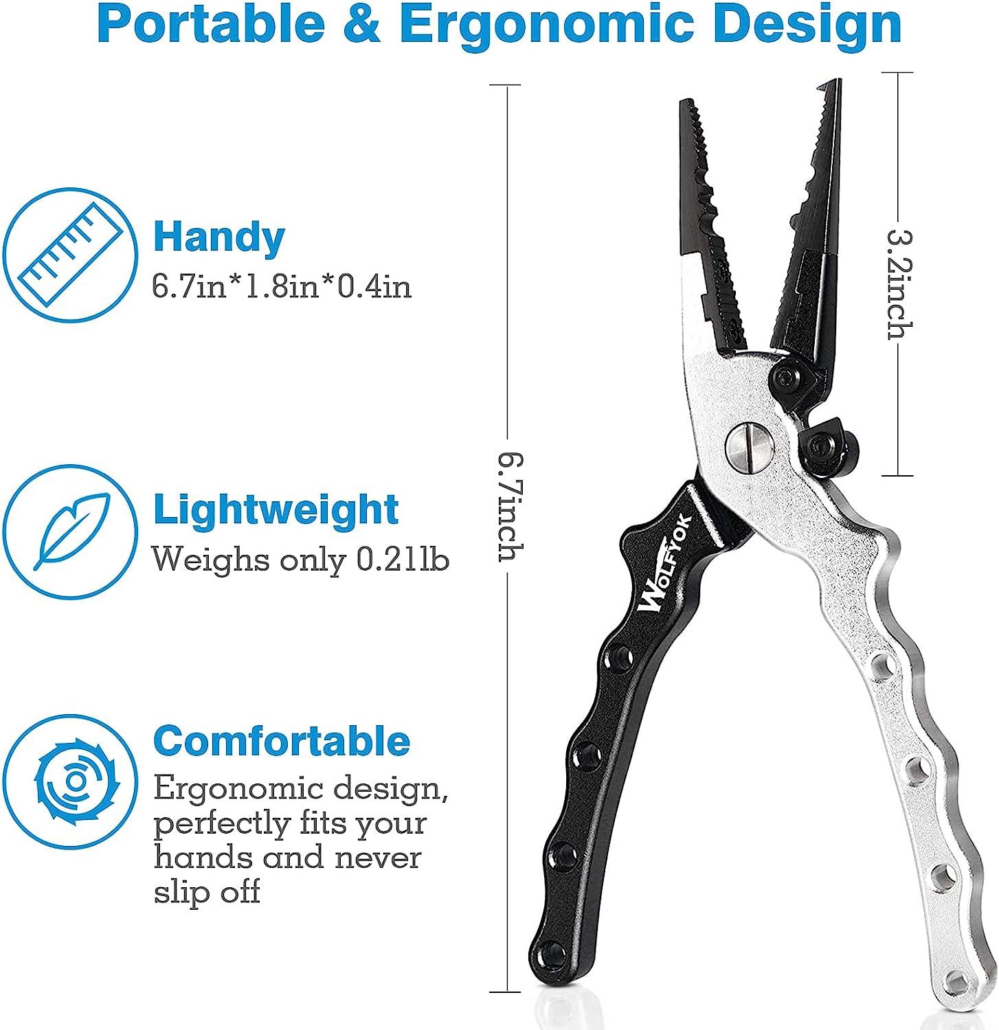 Fishing Pliers Saltwater Resistant, Titanium Coating Rust Resistant Line  Cutting and Split Ring Pliers With Lanyard and Sheath