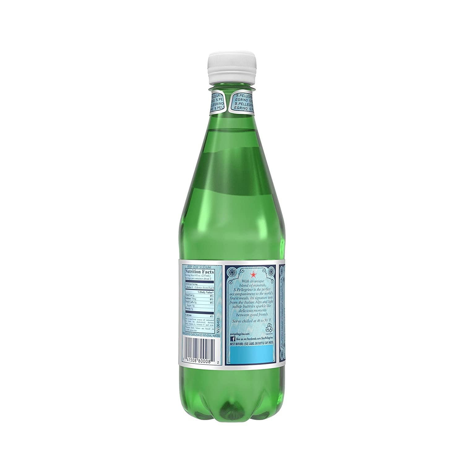 S.Pellegrino Sparkling Natural Mineral Water, Plastic Bottles, 16.9 Fl Oz ( Pack of 12)