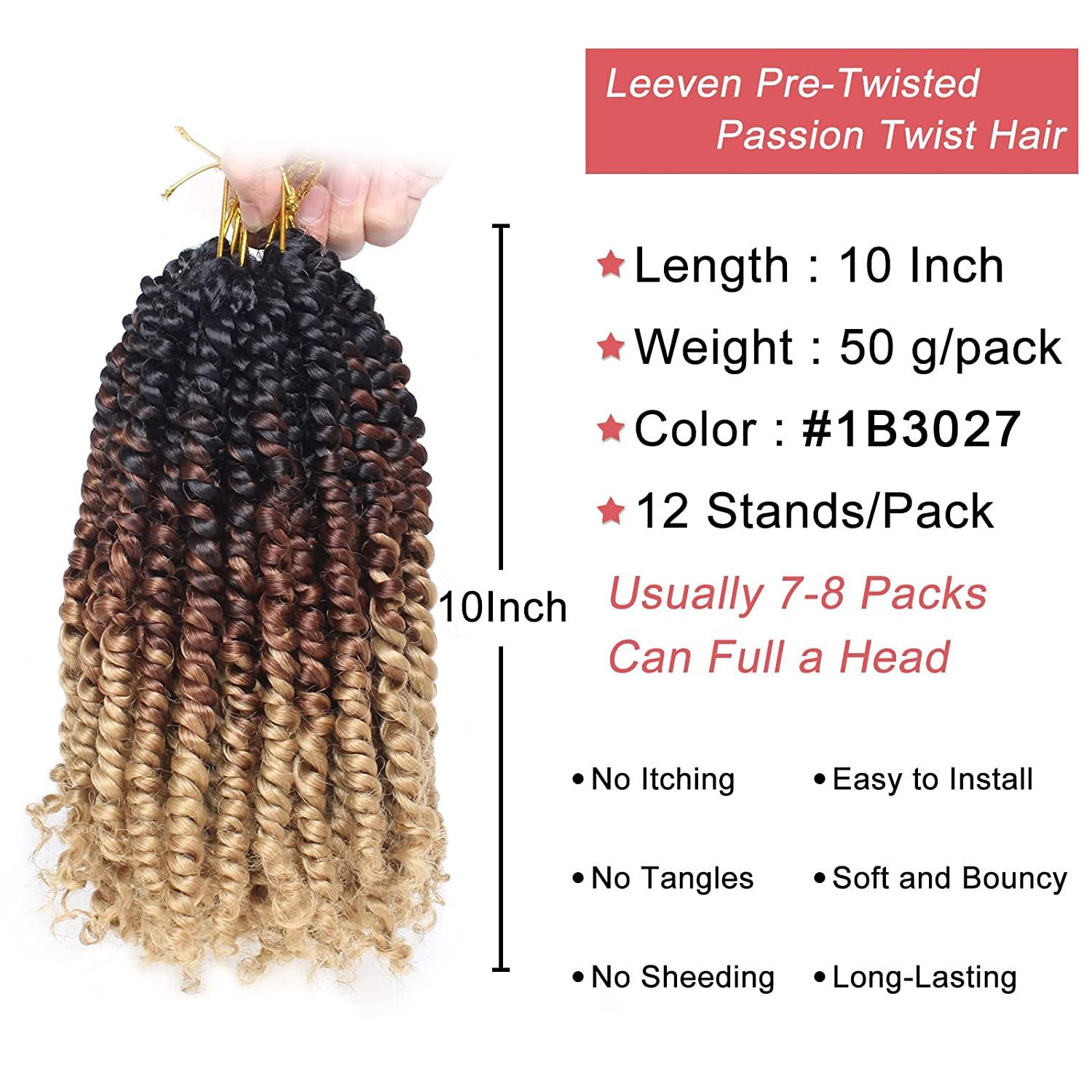 Passion Twist Crochet Hair 10 Inch 8 Packs Pre-twisted Passion