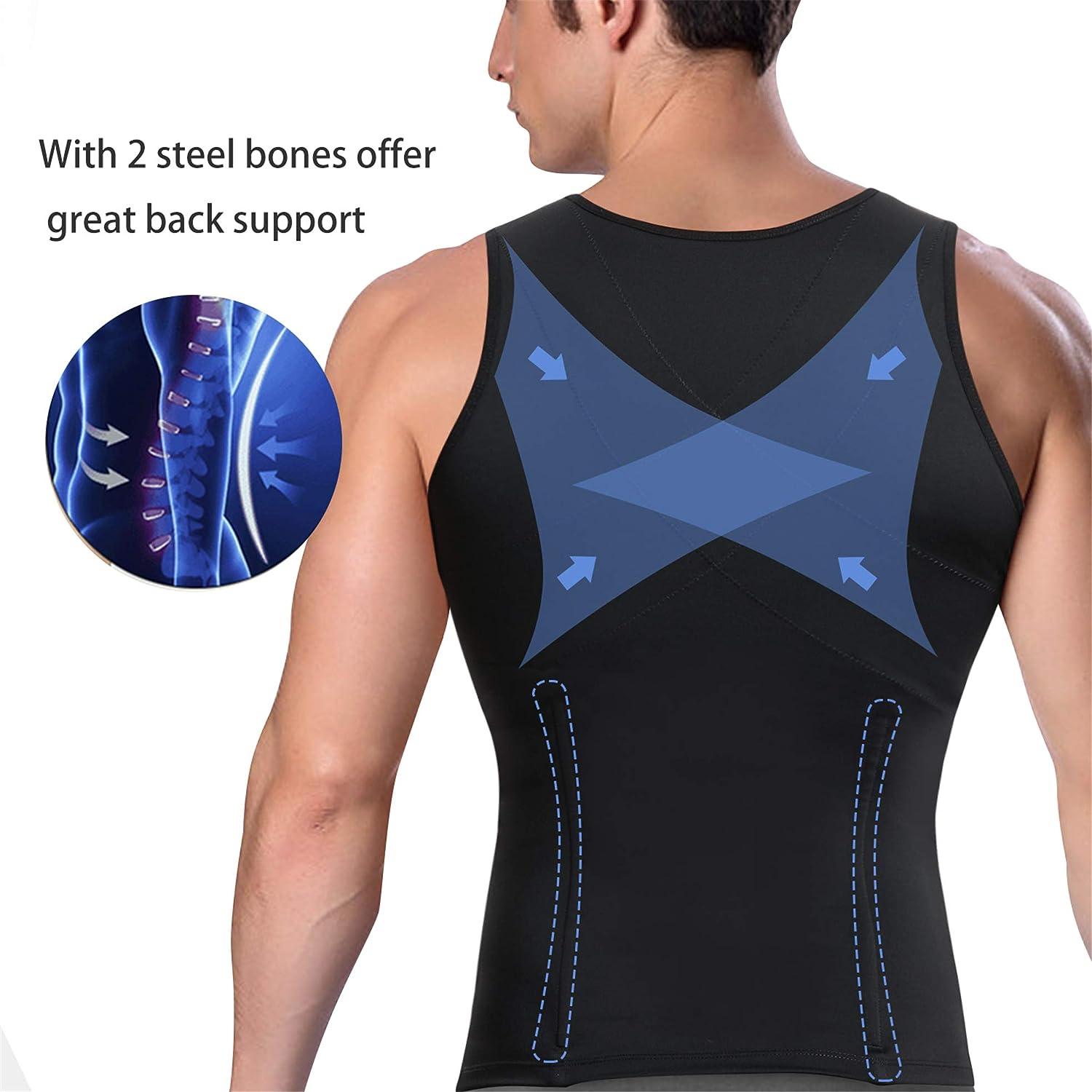 Men Adomen Belly Firm Tummy Control Sport Tank Top Body Shaper Zip Slimming  Vest