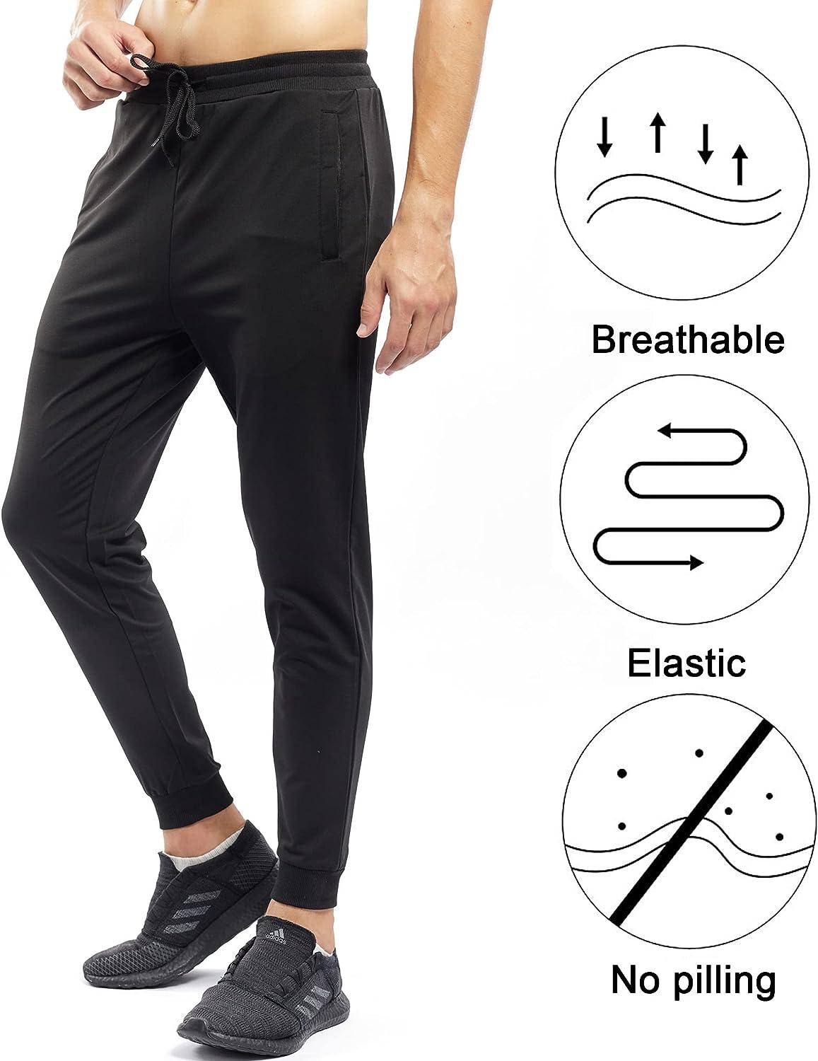  BALEAF Men's Running Pants Elastic Waist Lightweight Jogging  Stretch Golf Workout Pants with Zipper Pockets Black S : Clothing, Shoes &  Jewelry