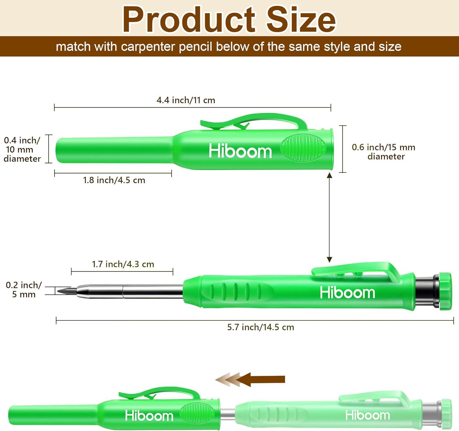  Hiboom 3 Pack Carpenter Pencils Set with 24 Refills, 2.8 mm  Mechanical Carpenter Pencil Built in Sharpener Woodworking Marking Tool  Solid Long Nosed Deep Hole Construction Pencil (Green) : Office Products