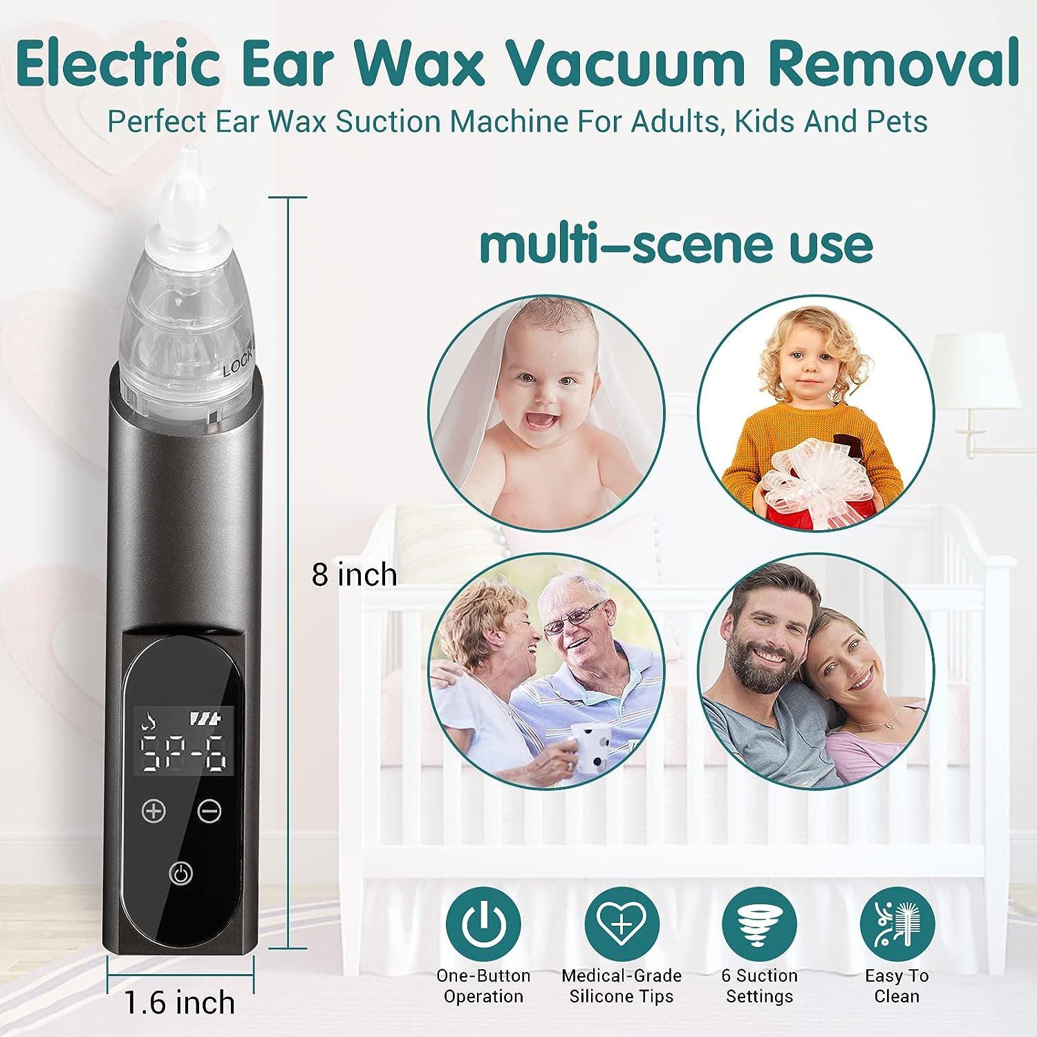 Ear-Wax-Vacuum-Removal, Ear Wax Sucker 5 Levels of Suction Strong Electric  Ear Cleaner USB Charge Soft Earwax Removal Kit Reusable Spiral Silicone Ear