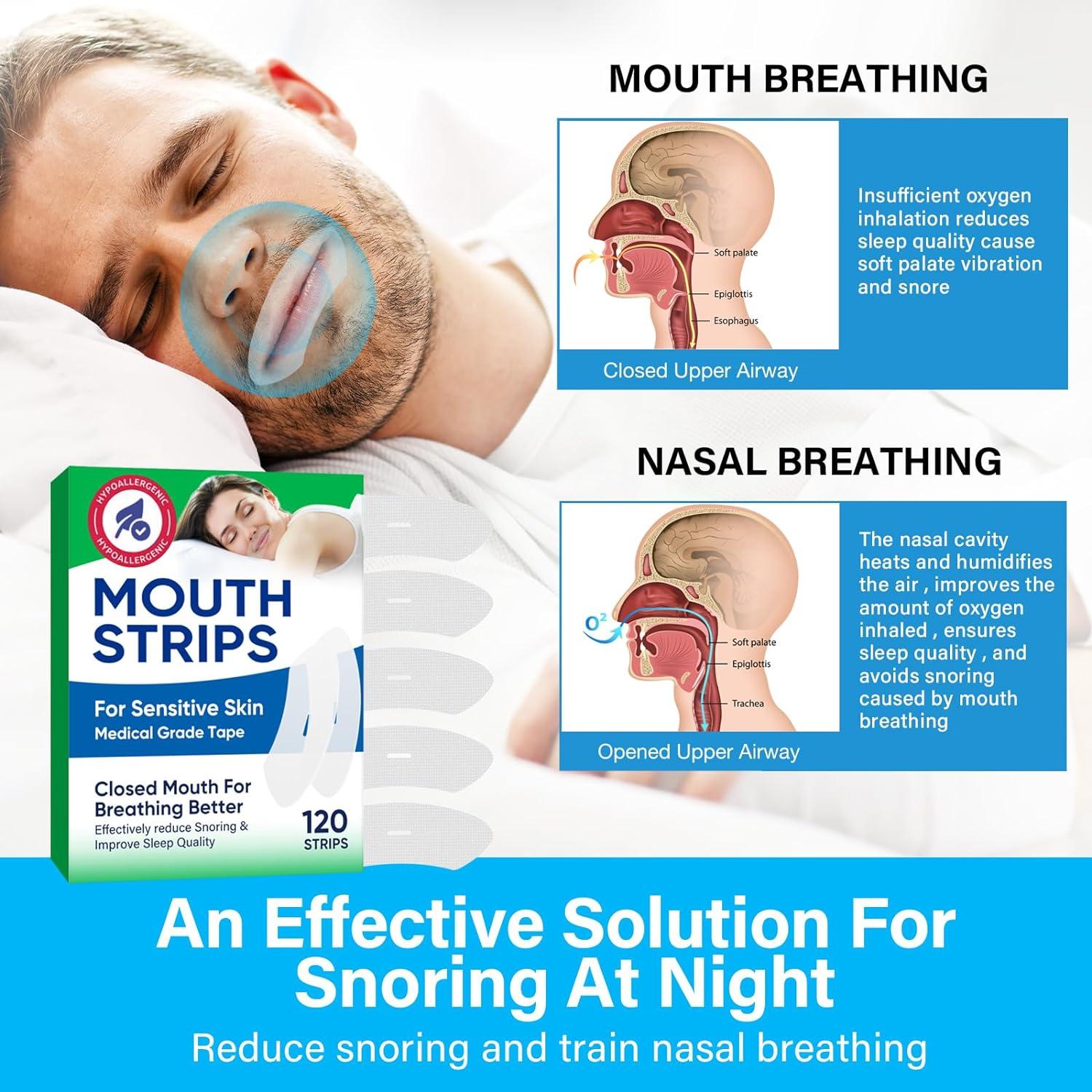 120 Stück Schlafstreifen Anti-Schnarch-Geräte Advanced Gentle Mouth Tape  für Schlaf Stop Snoring Mund Tape-Größe50pcs