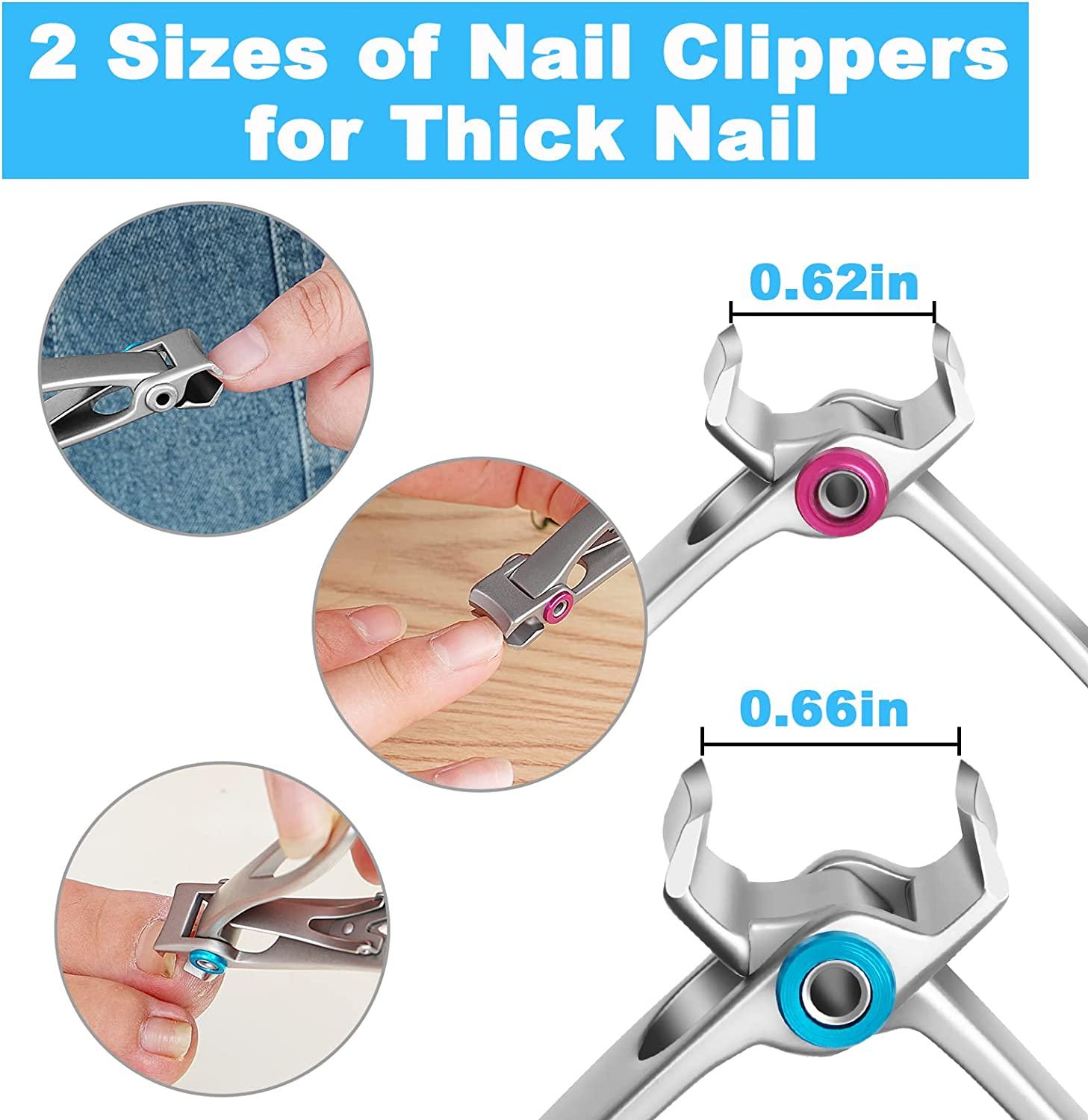 Fingernail Clipper For Thick Nails, Ultra Wide Jaw Opening Nail Clippers  Set Silver Toenail Clippers For Ingrown Big Nail Cutter With Nail File For