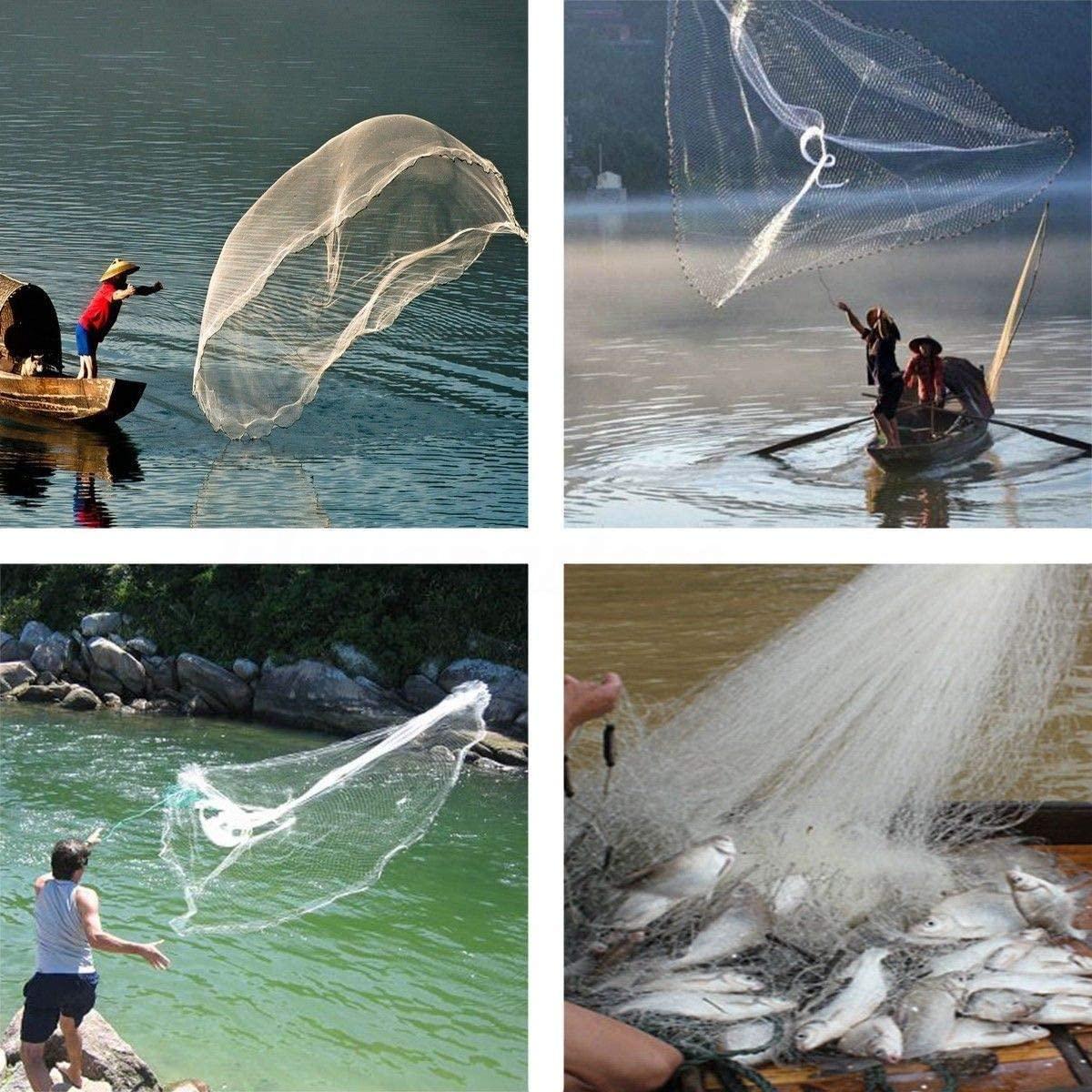 Yeahmart American Saltwater Fishing Cast Net for Bait Trap Fish