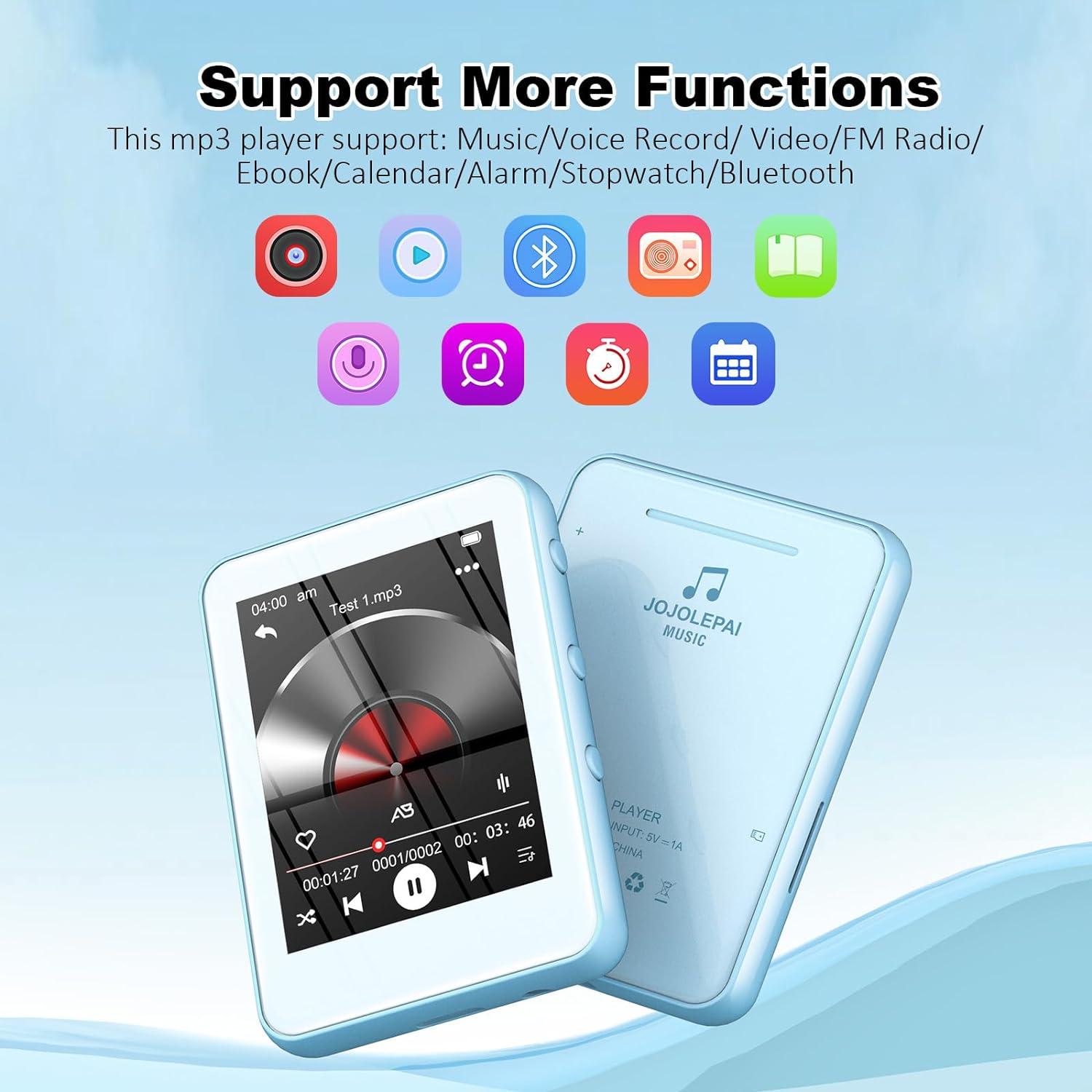 32GB Mp3 Player with Bluetooth 5.0,Play Music up to 30 Hrs.Portable Digital  Lossless Music MP3 MP4 Player with FM Radio, Voice Recorder, Super Light