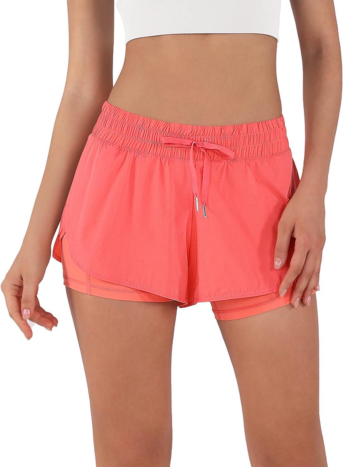 ODODOS Women's 2 in 1 Workout Shorts with Pockets High Waisted Gym