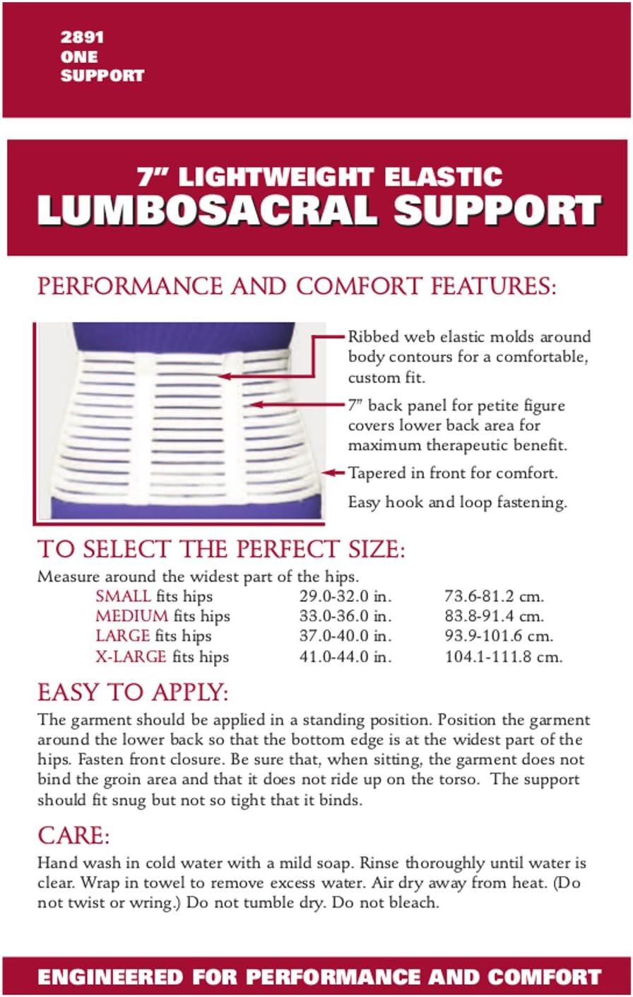 OTC Lumbosacral Support, 7-inch Lower Back, Lightweight Compression,  Elastic, White, Medium