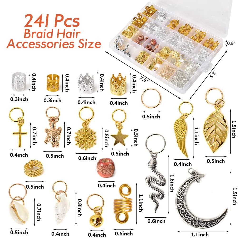 Hair Jewelry for Braids 241 Pcs Loc Jewelry for Hair Dreadlocks