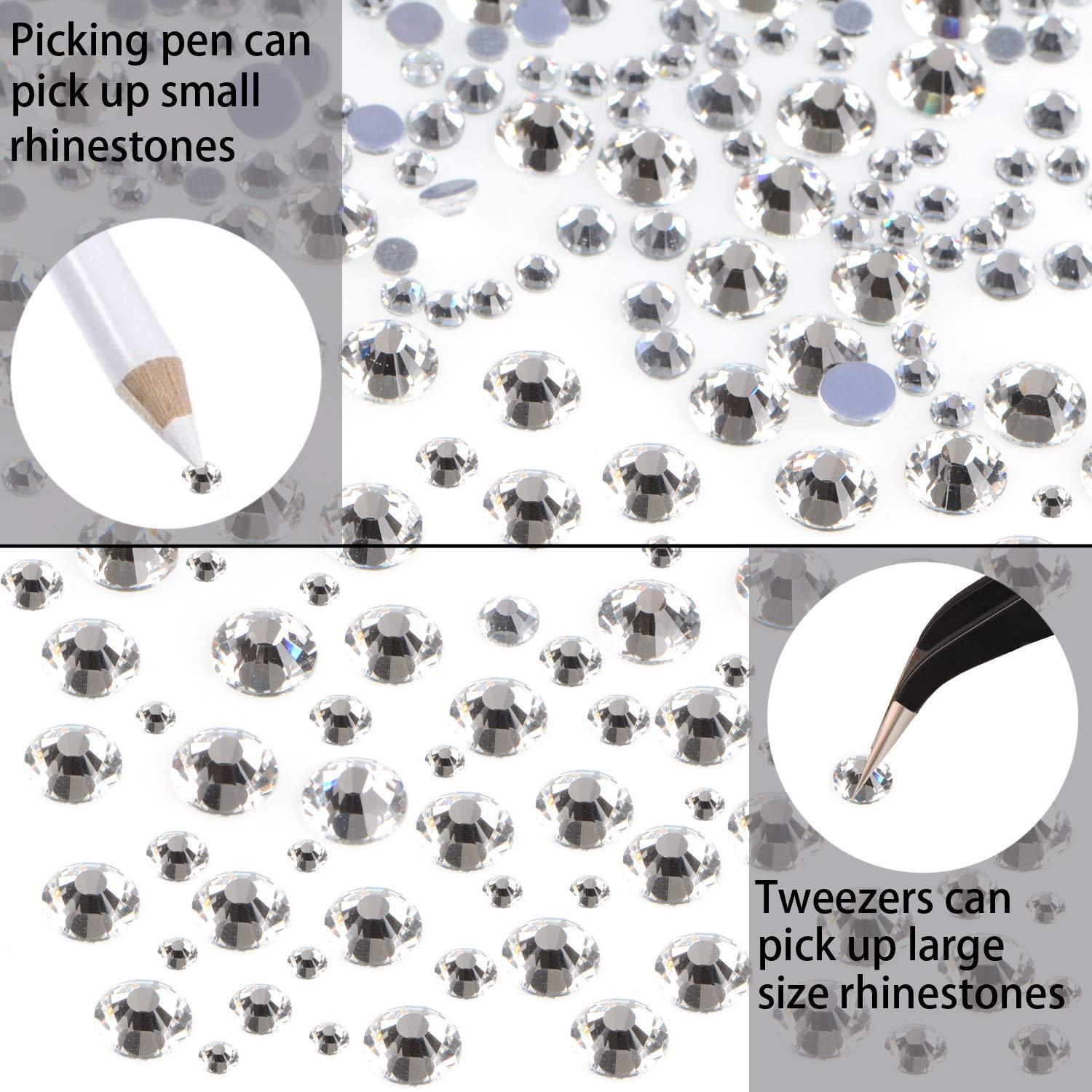 LPBeads 6400 Pieces Hotfix Rhinestones Clear Flat Back 5 Mixed Sizes  Crystal Round Glass Gems with