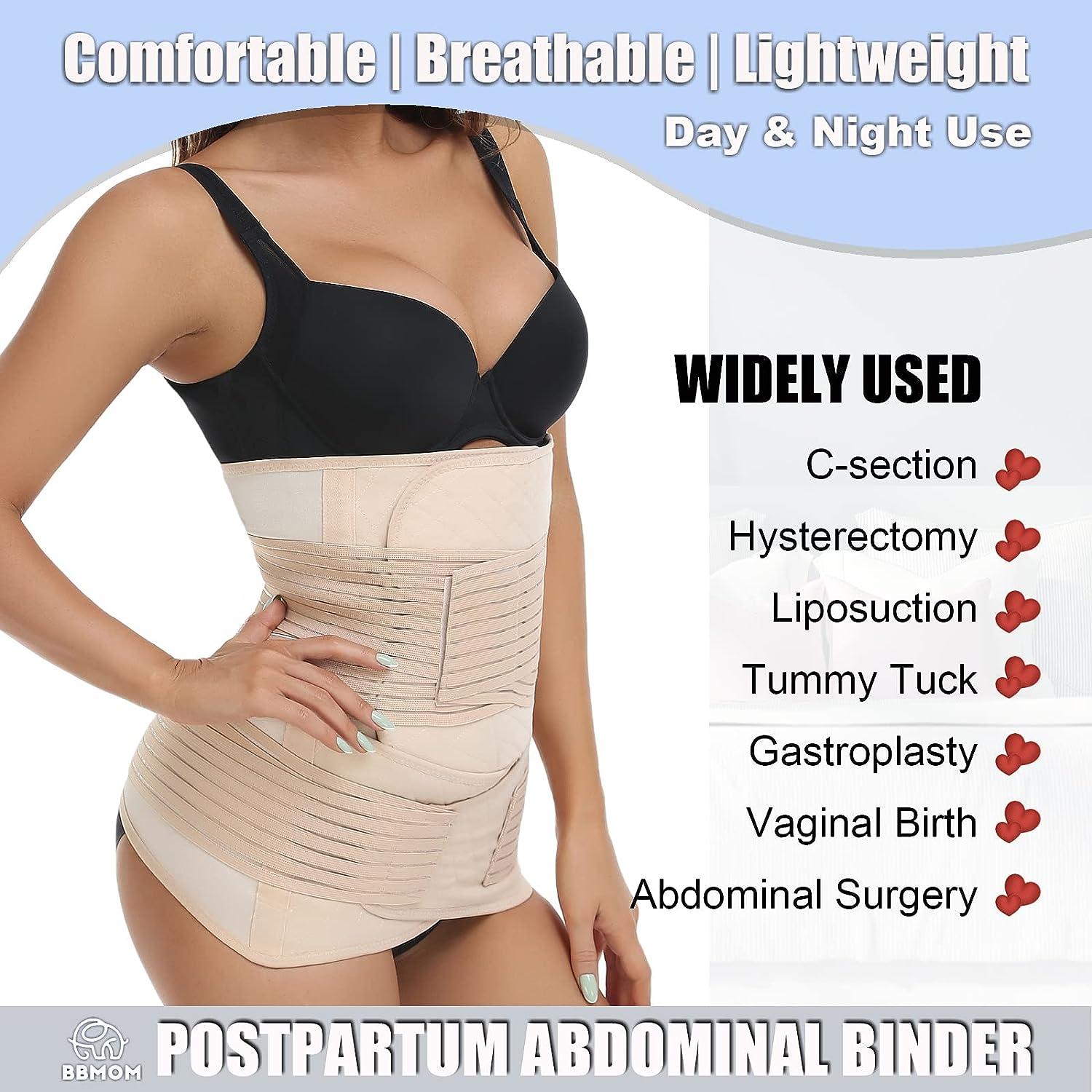 3 in 1 Postpartum Belly Wrap Abdominal Binder Belly Band C-section Recovery  Belt & Sacroiliac Hip Support Belt (X-Large, ZBeige) X-Large ZBeige