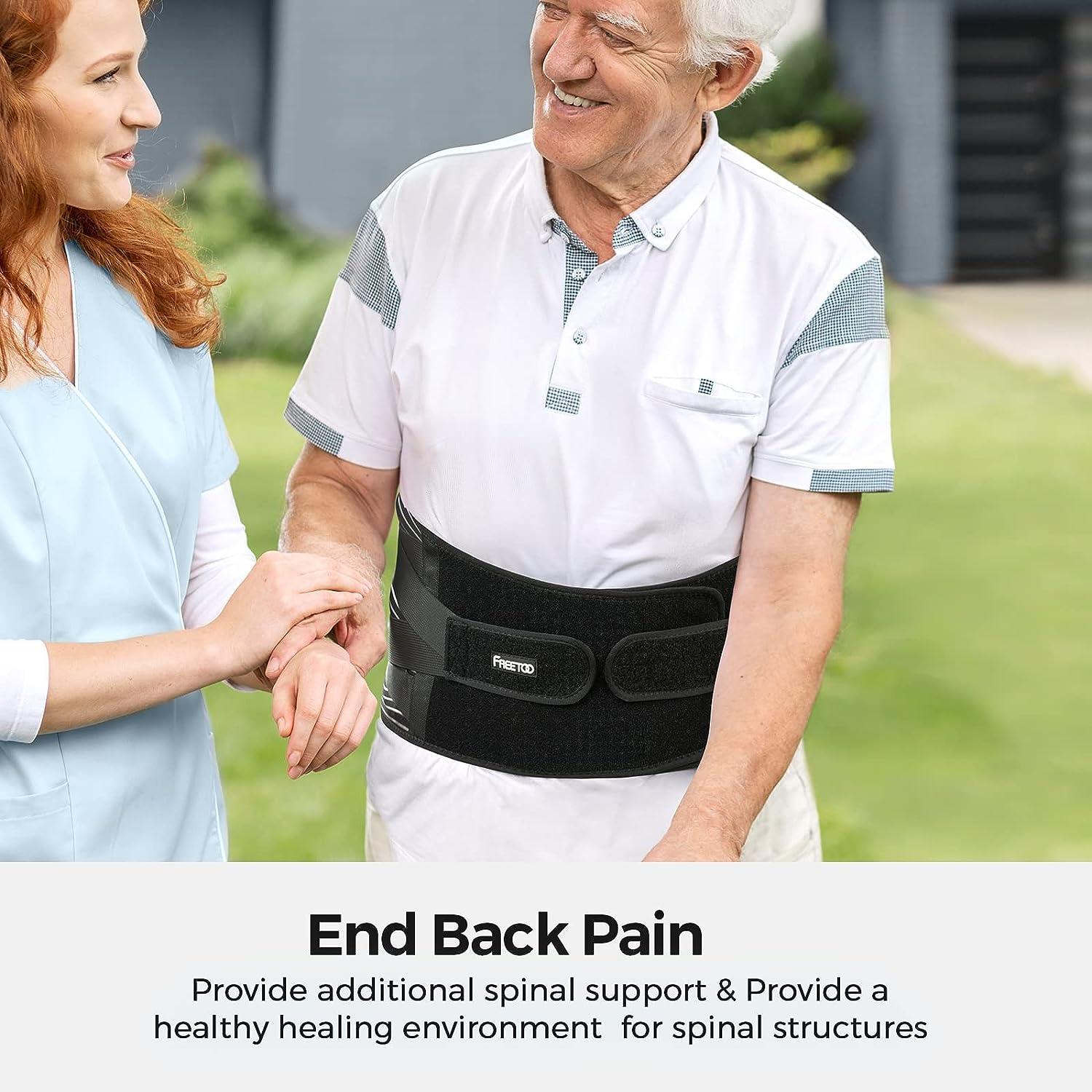 FREETOO Back Brace for Lower Back Pain Relief with 6 Stays, Breathable  Support.