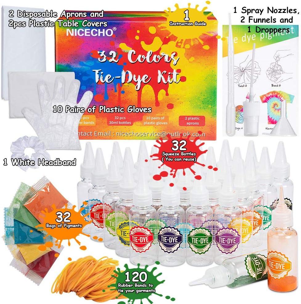 Tie Dye Kit for Kids and Adults, 32 Colors 80ML Bottles Tye Dye Kits,  Tyedyedye