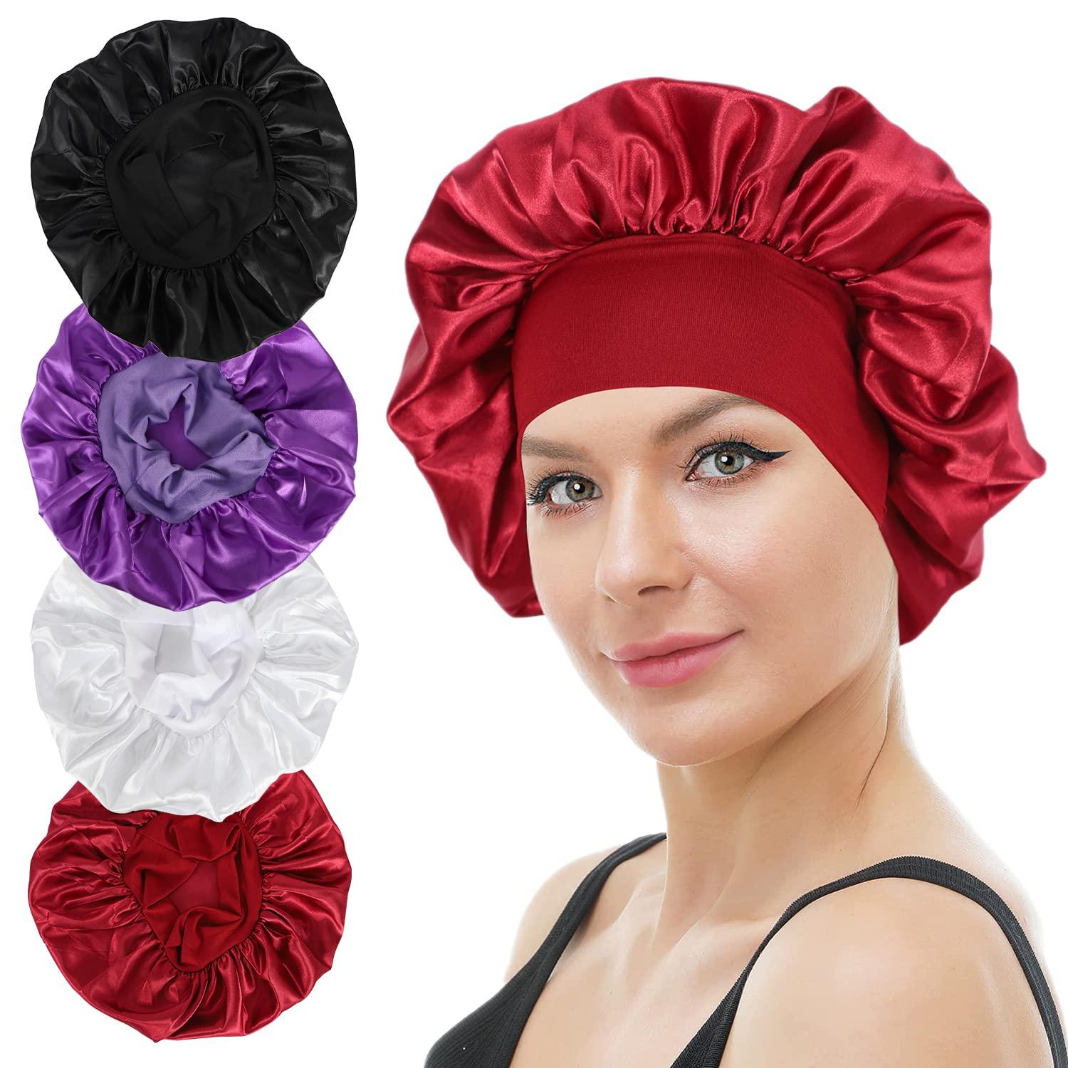 4pcs Satin Wide Band Bonnet For Mens Womens Sleeping Ideal Choice For Gifts, Shop The Latest Trends