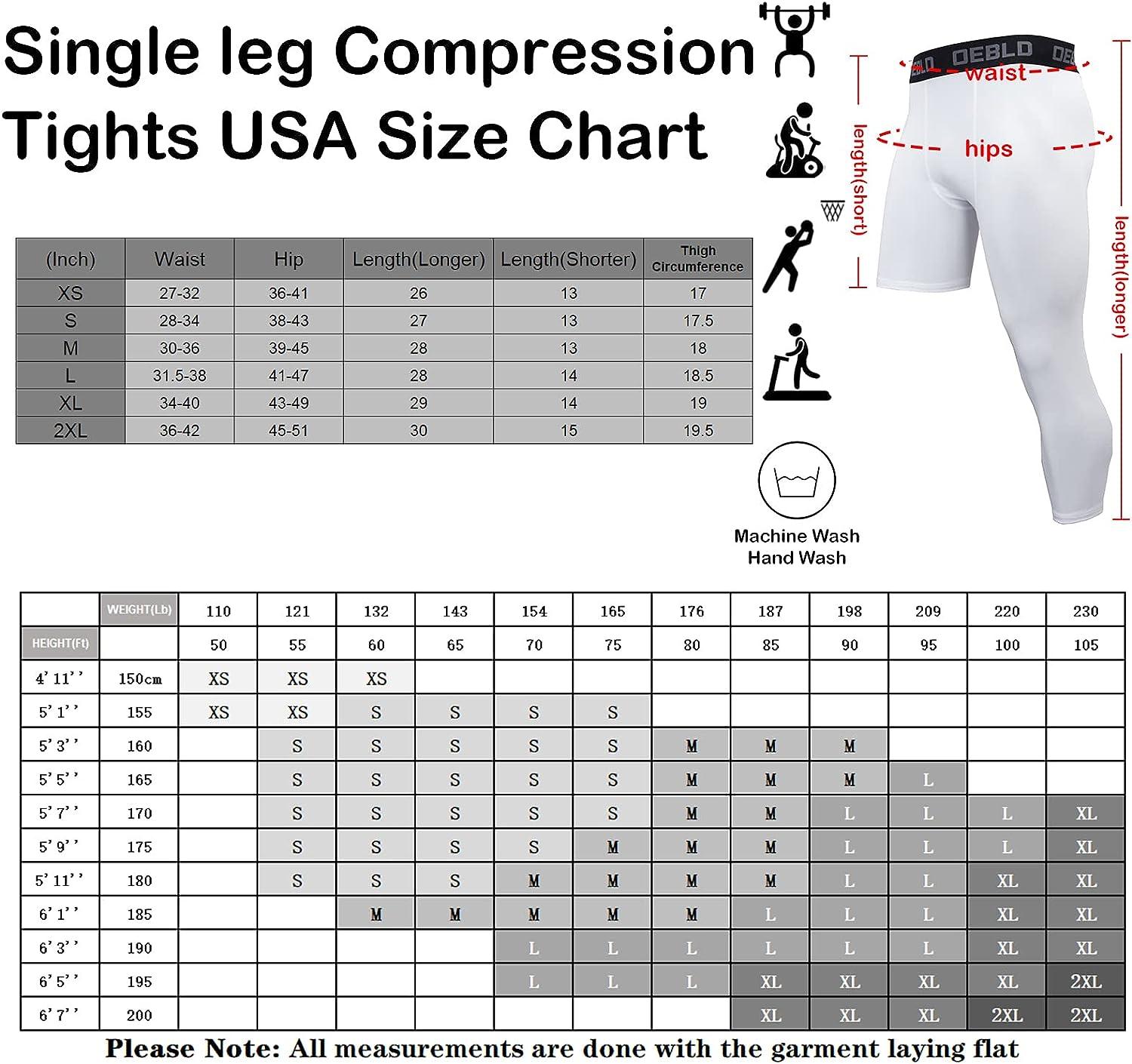 Buy OEBLD Single Leg 3/4 Compression Tights, Unisex Sports Compression  Pants, One Leg Athletic Workout Leggings Tights, White-left-short, Small at