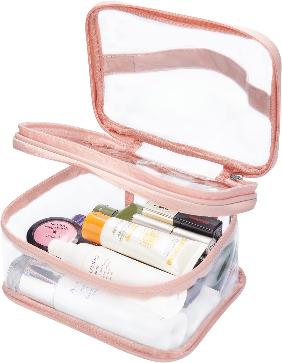 1PC Beige PU Waterproof Travel Portable Wash Bag Toiletry Storage Organizer  Multi-function Double Layer PVC Transparency Makeup Bag Cruise Essential  waterproof