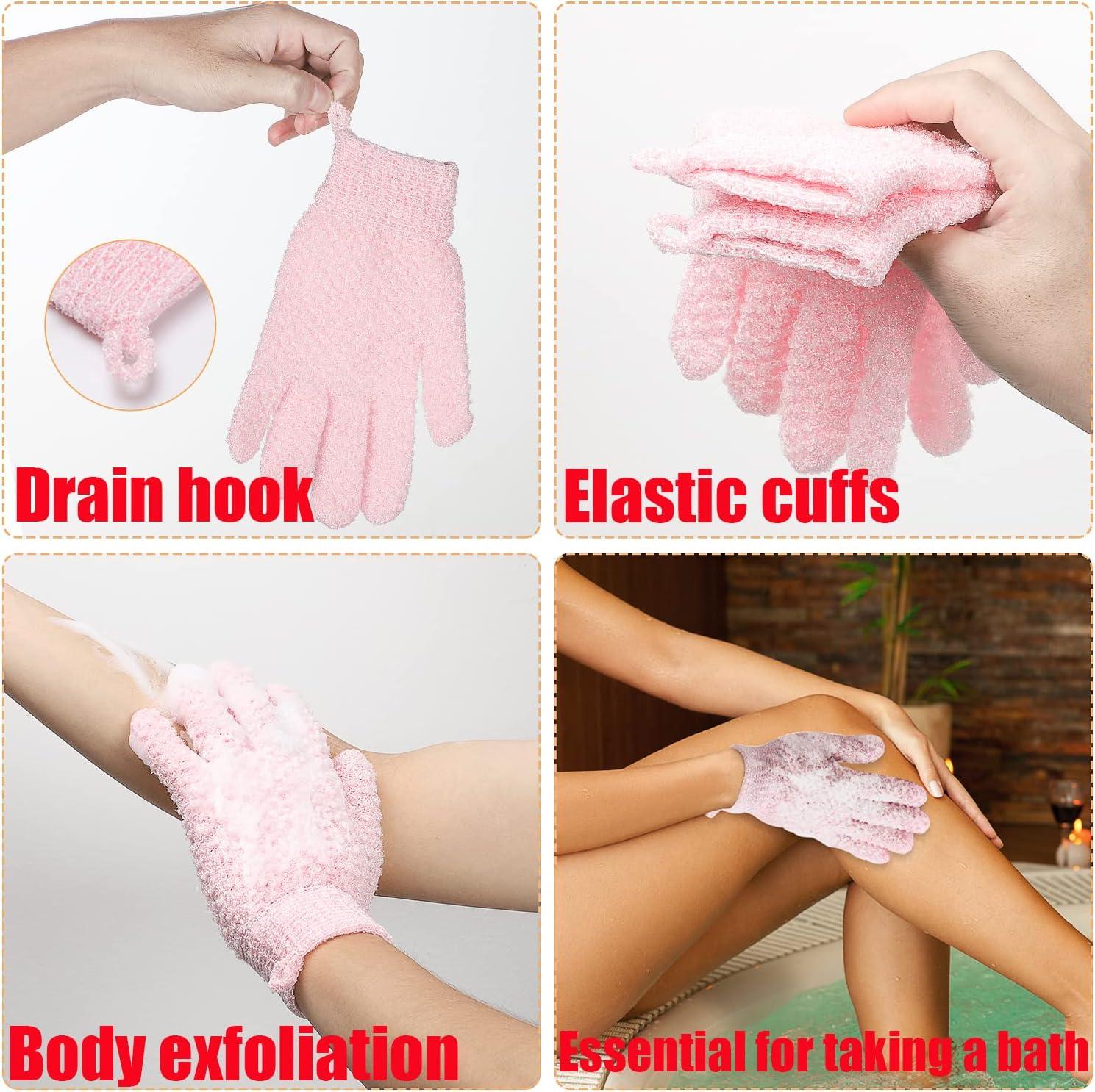 200 Pcs Exfoliating Gloves Bulk for Body Double Sided Exfoliating
