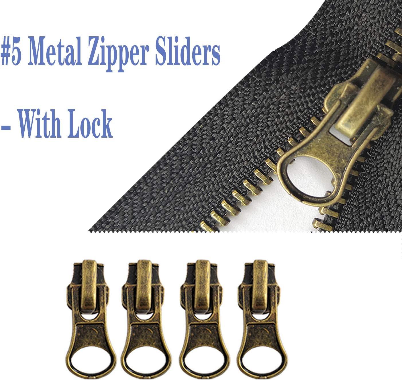 Meikeer 12 Pieces 5 Zipper Slider Repair Kits Black Bronze and Silver Zipper  Sliders Zipper Pull Replacement for Metal Plastic and Nylon Coil Jacket  Zippers