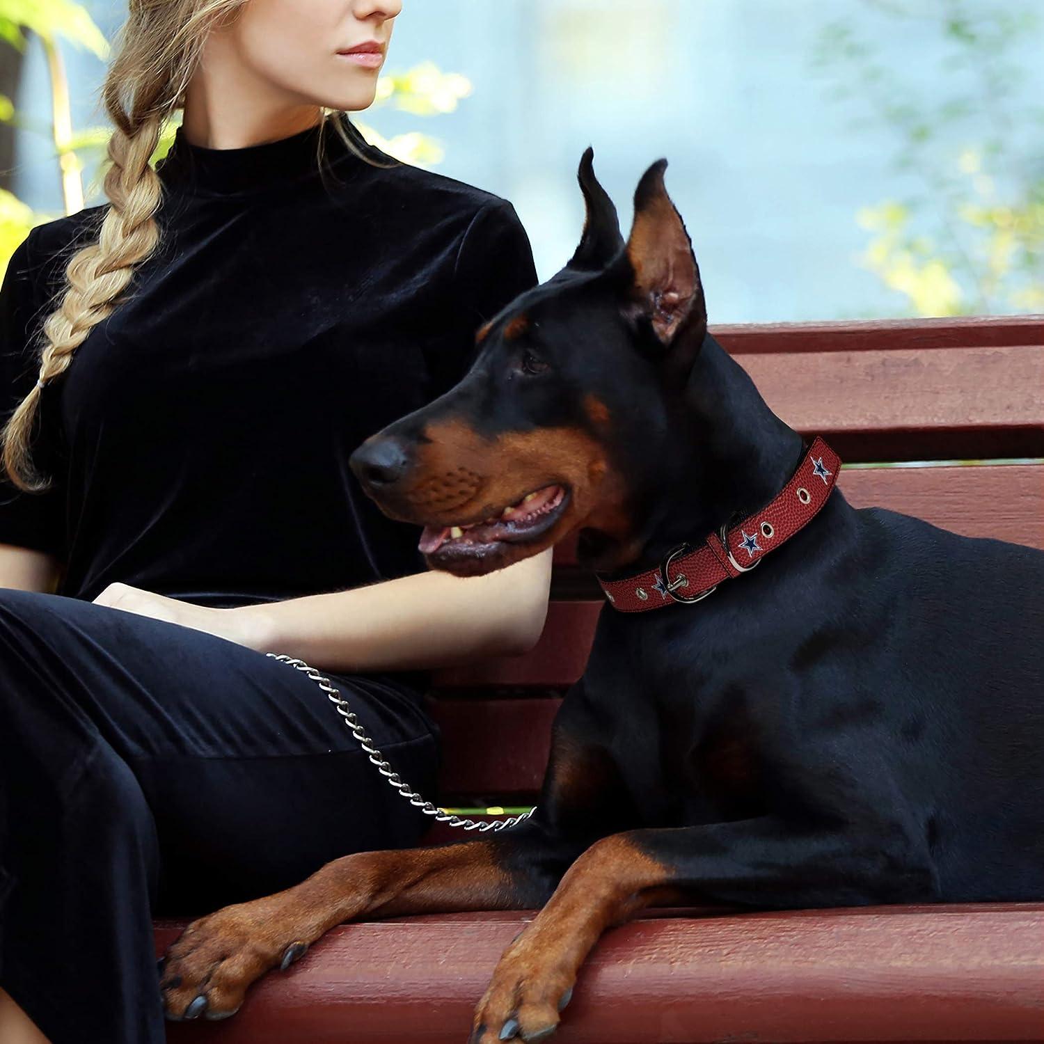 Pets First Tough Leather Pet Collar NFL Dallas Cowboys Premium Dog