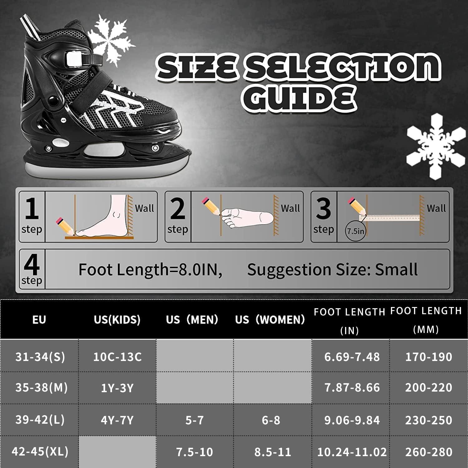 Nattork Adjustable Kids Ice Skate Shoes for Boys, Soft Padding and