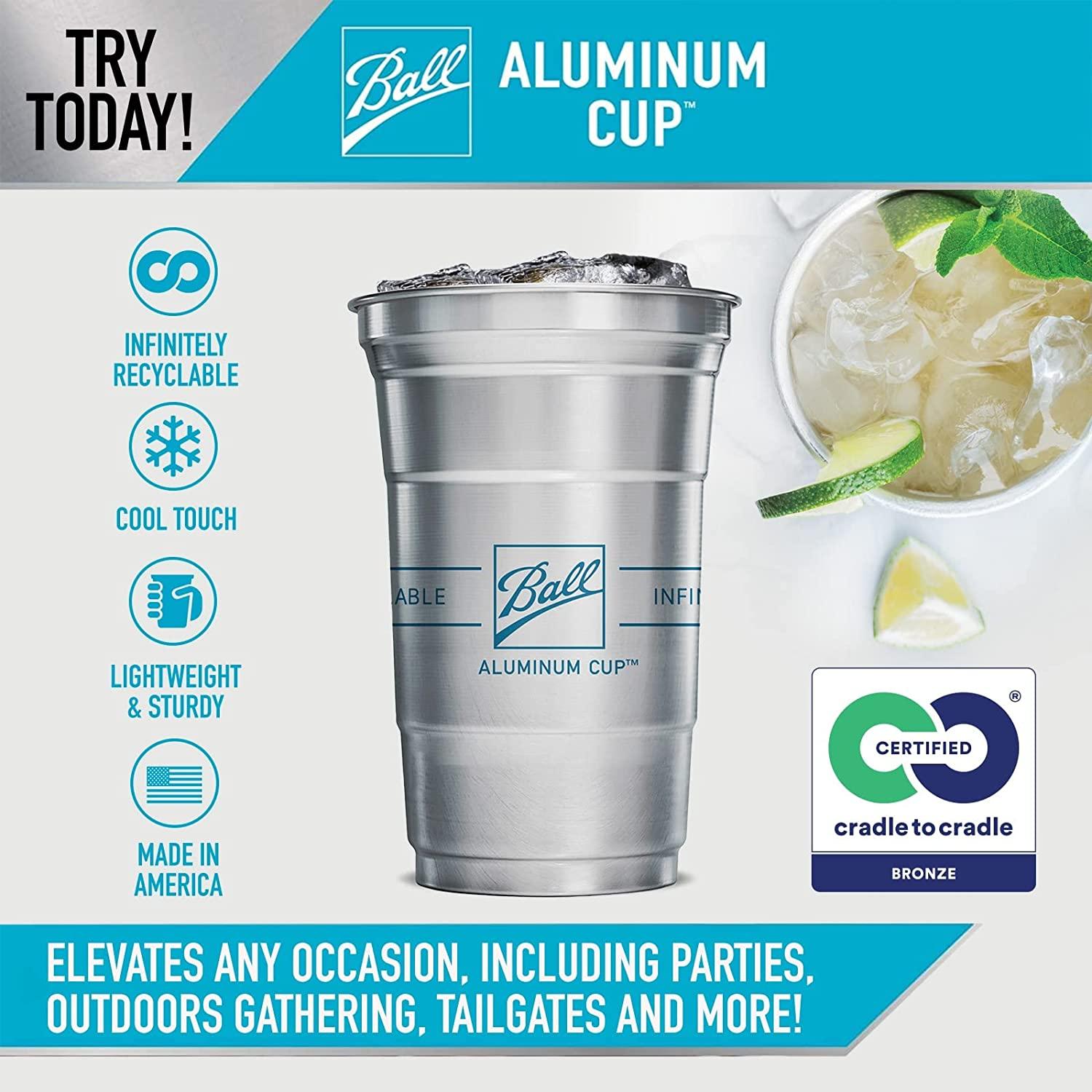 Ball Aluminum Cup Recyclable Party Cups, 16 oz. Cup, 30 Cups Per Pack 16  oz. Ball Logo 30-Count