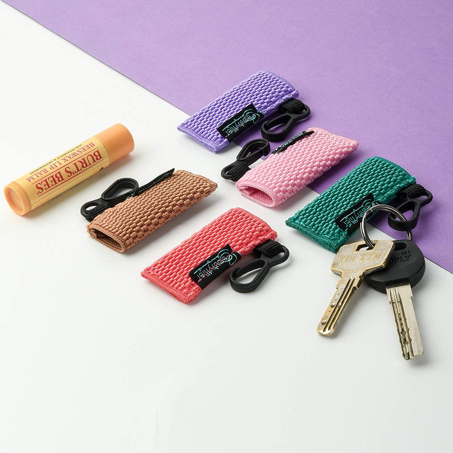 Beautyflier Clip-on Sleeve Chapstick Pouch Keychain Lipstick