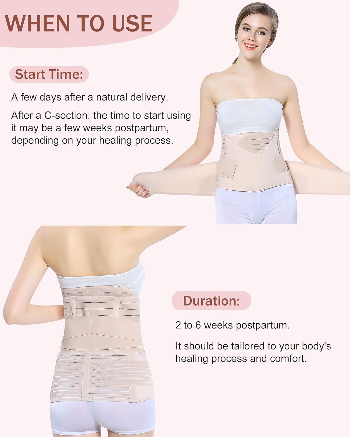 Postpartum Belly Wrap 3 in 1 Support Recovery Belt - C Section Belly Band,  Postnatal Post Pregnancy Maternity Girdles for Women Body Shaper - Post  Partum Waist Shapewear Belt C-section Binder Corset
