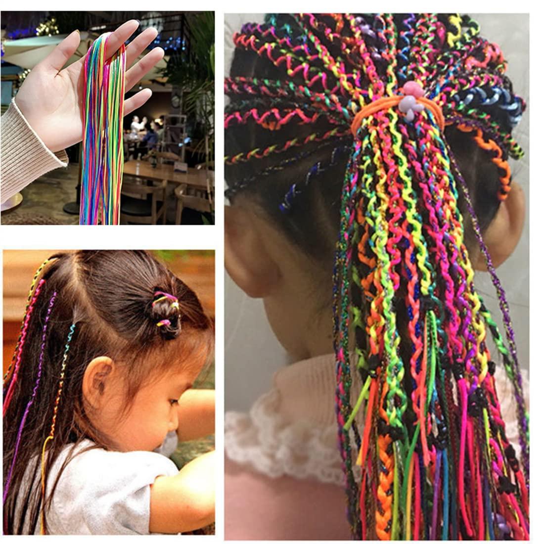 50pcs Hair Braids Assorted Gradient Colorful Braided Hair Rope Band Set for Ponytail  braids Women Girl DIY Braid Hair Styling Accessories Wraps
