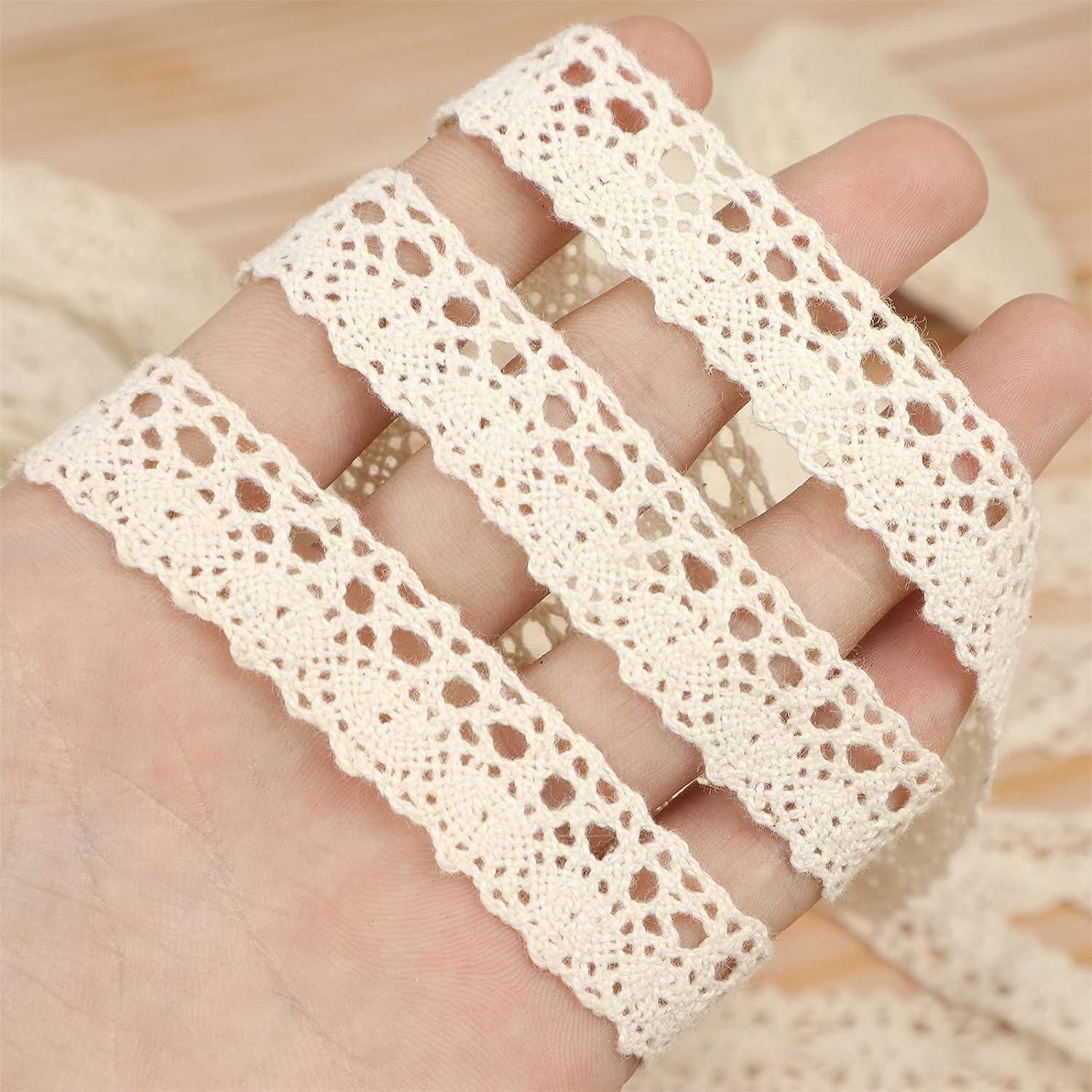 1pcs Lace Ribbon White Lace Trim Yard, Crochet Sewing Lace Ribbons for  Crafts, Assorted Eyelet Lace Roll for DIY Scrapbooking Dollies Wedding  Supply