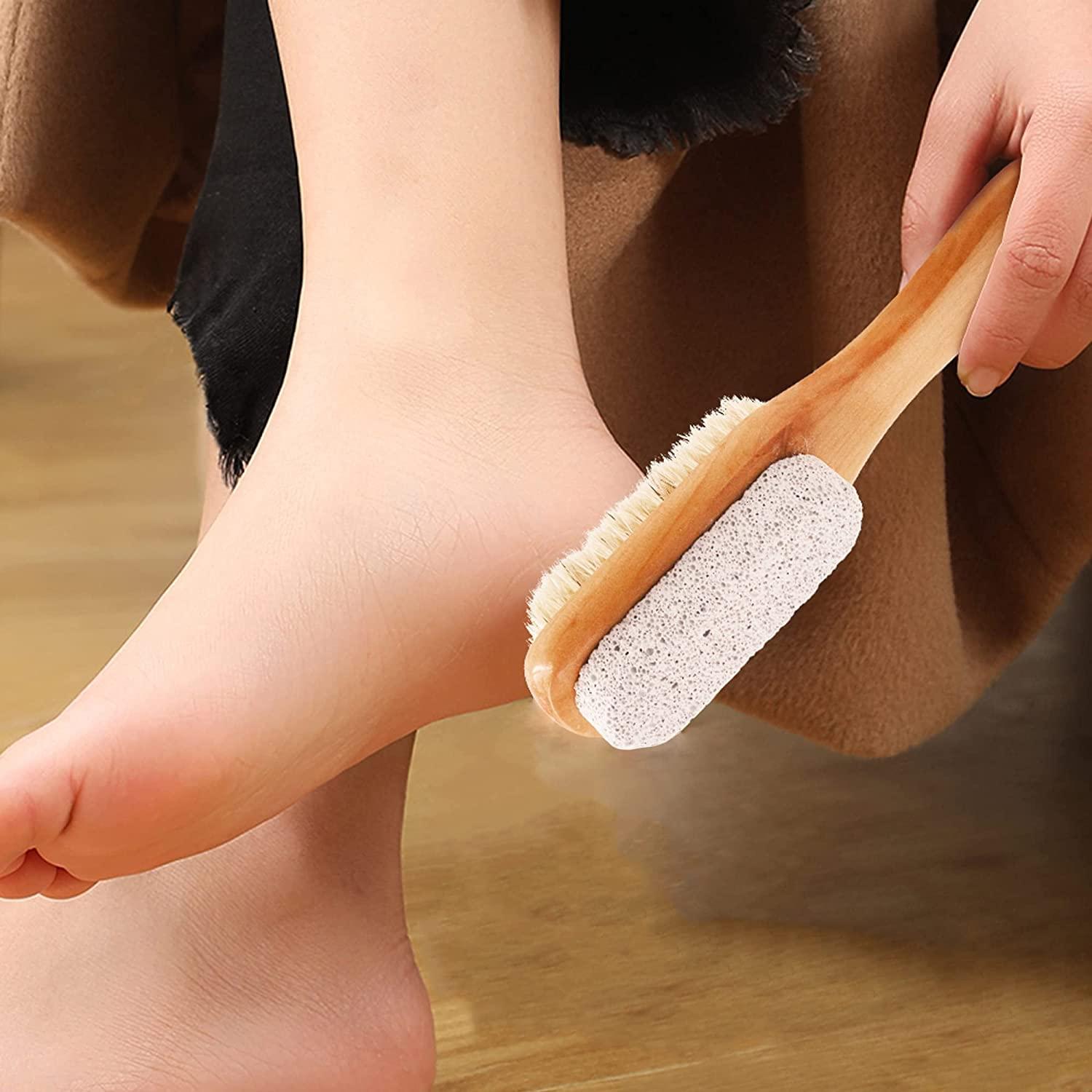 Handle Pumice Stone Foot Brush Scrubber Feet Exfoliating Dead Skin