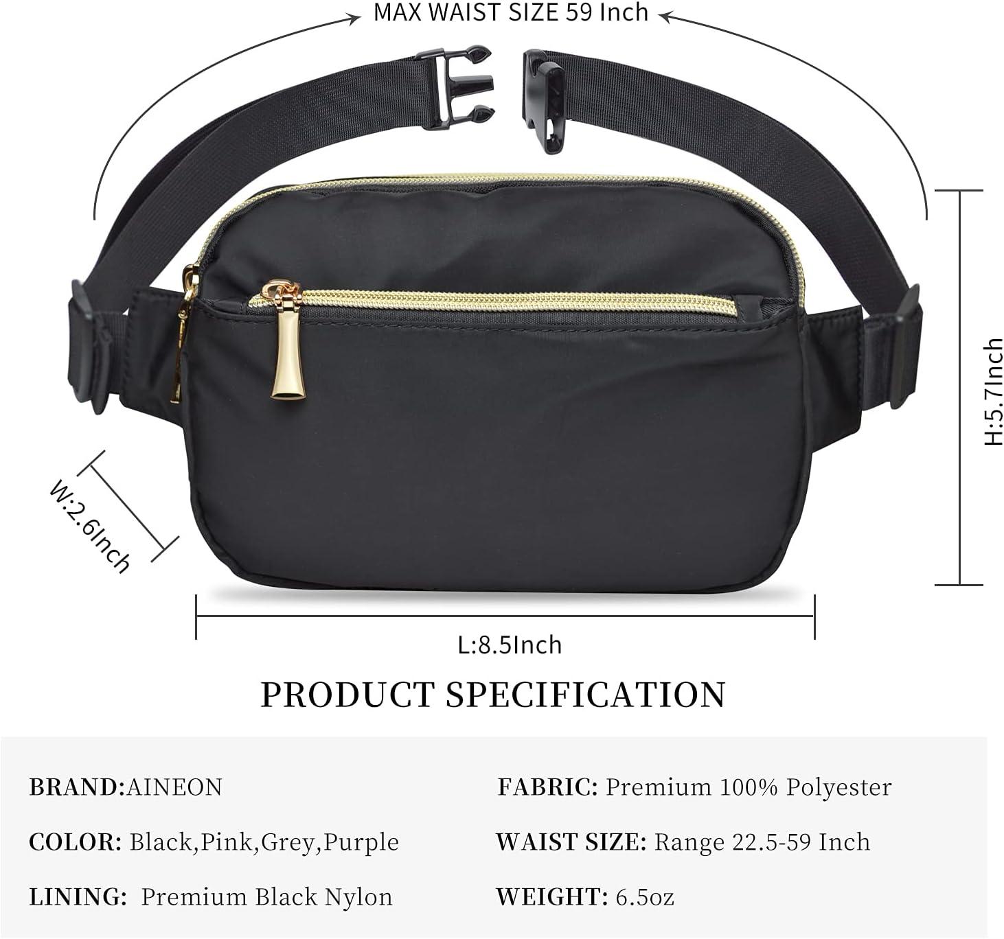 Fanny Pack, Black Belt Bag for Women with Multi-Pockets, Fashion Waist  Packs Plus Size Fanny Packs Crossbody Bags for Women for Disney Travel  Concerts