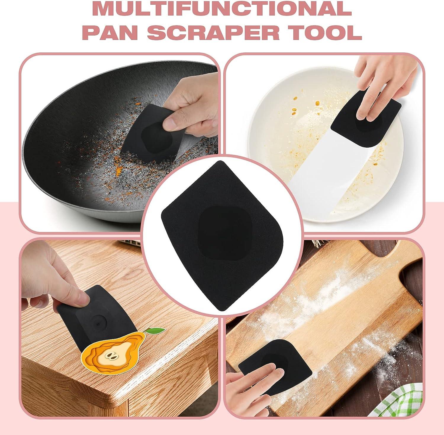 TMEDW Pan Scraper, 5 Pcs Pot Scraper, Pan Scraper Plastic, Multifunctional Scraper Tool for Kitchen, Non-Slip, Food Safe, High Heat Resistant