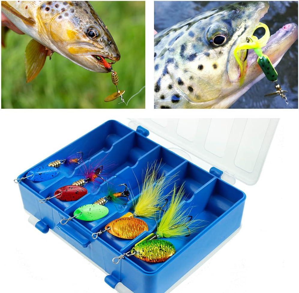 Fishing Lures 10pcs Spinner Lures Baits with Tackle Box, Bass