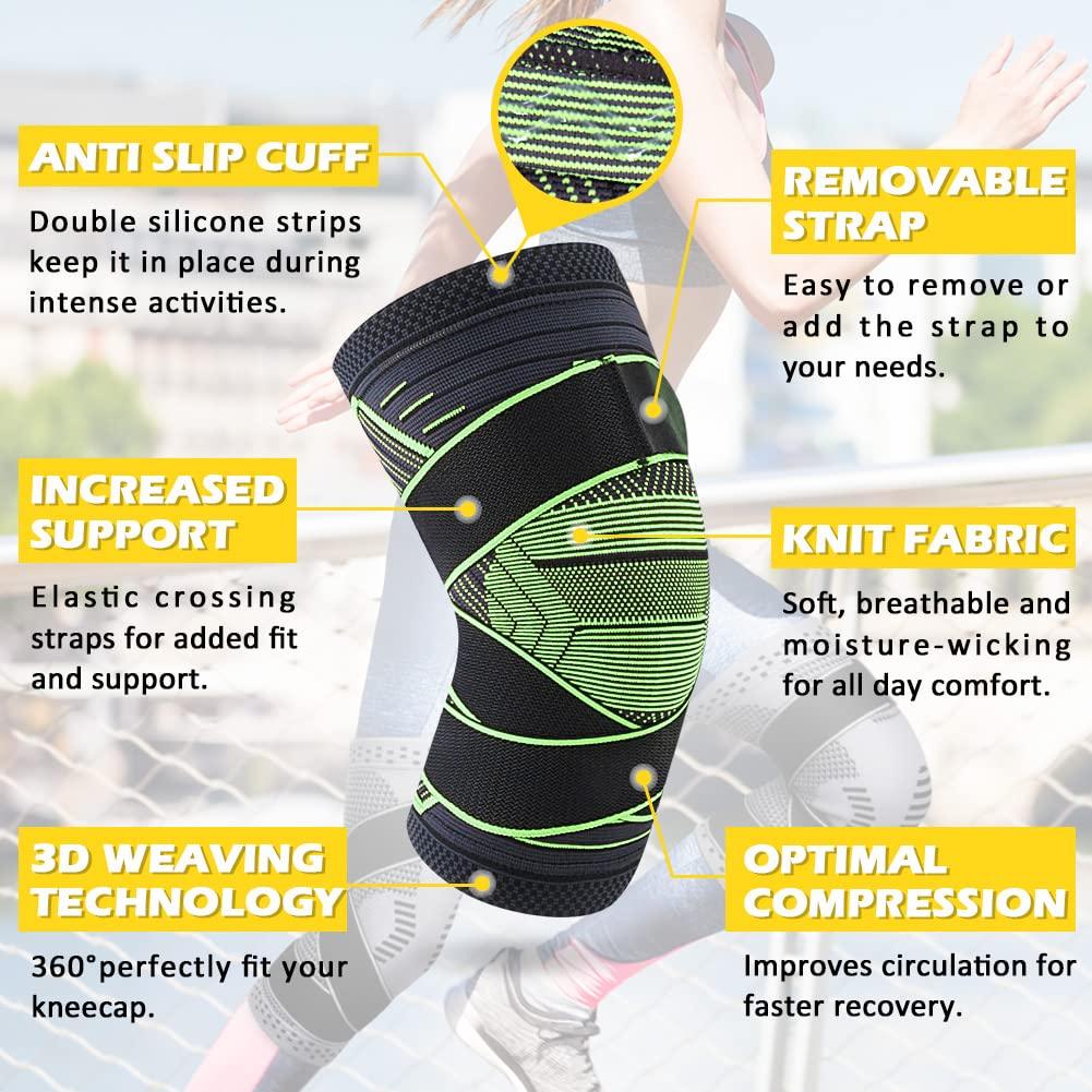 1Pair Knee Brace Support Compression Sleeve Breathable Pad for Running,  Arthritis, Meniscus Tear, Sports, Joint Pain Relief and Injury Recovery  Size XL 