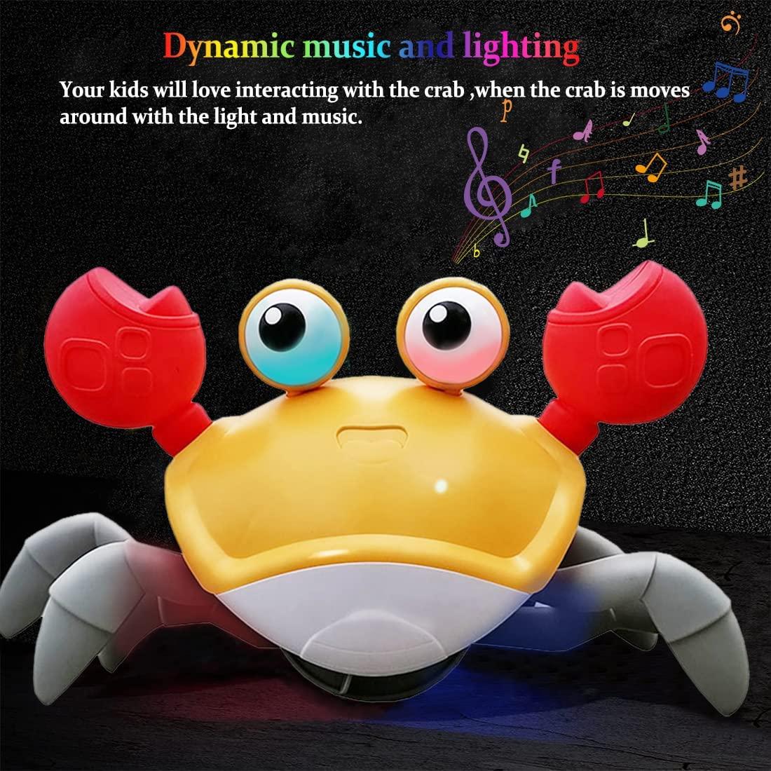 Baby Crawling Crab Musical Toy, Toddler Electronic Light Up Crawling Toy  With Automatically Avoid Obstacle, Moving Toy For Toddler Babies By Boys  Girl