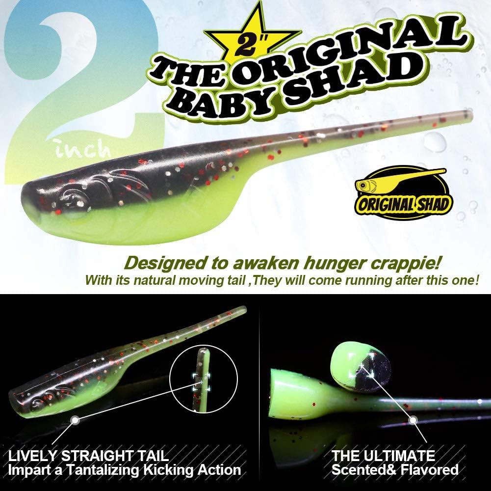 Crappie-Baits- Plastics-Jig-Heads-Kit-Shad-Minnow-Fishing-Lures-for Crappie- Panfish-Bluegill-40 &135 Piece Kit BABY SHAD 40 pc.KIT COMBO 1