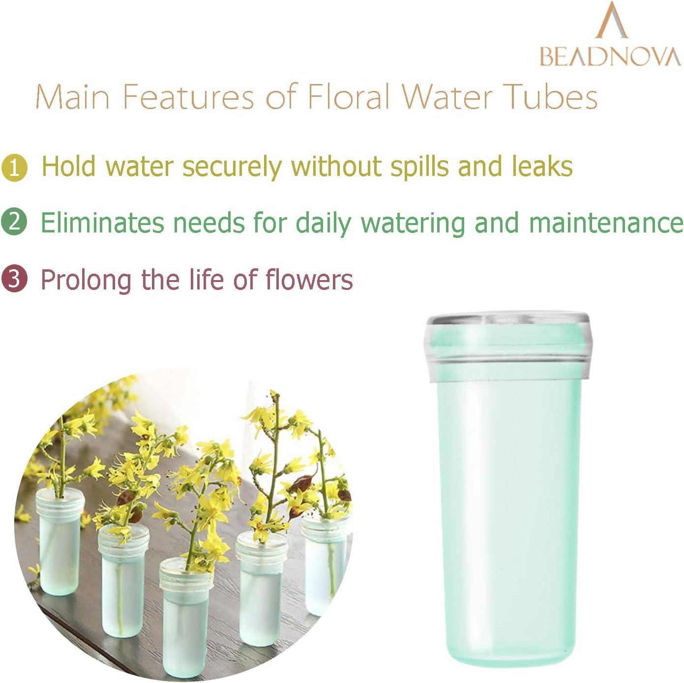 BEADNOVA Floral Water Tubes 1.6 Inch Plastic Water Tubes for Floral Flower  Vials with Caps for Flower Arrangement Decoration (Green 20 Pcs) 20pcs