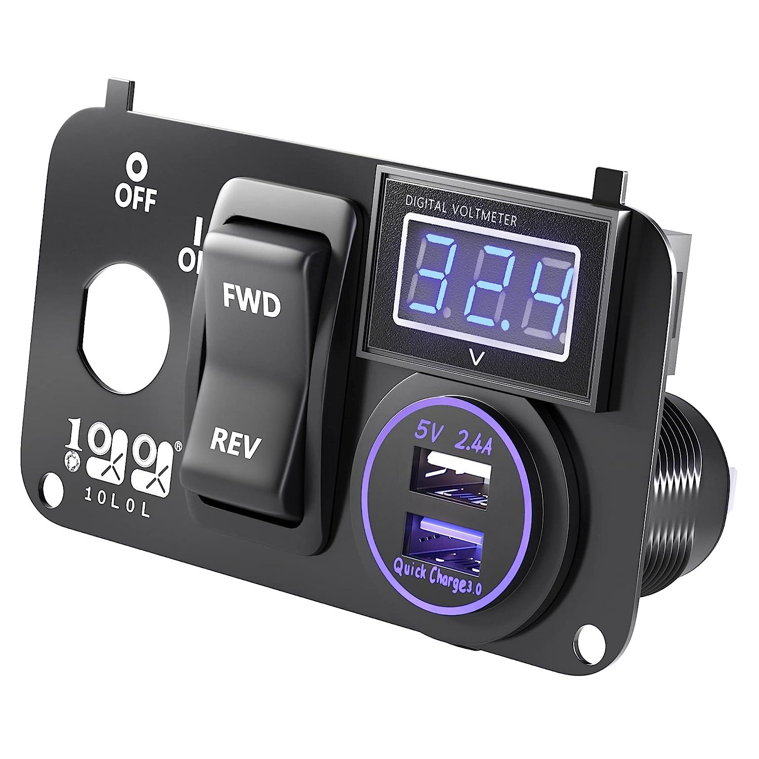 2 Pieces 12V 24V Waterproof Car Voltmeter with LED Digital Display